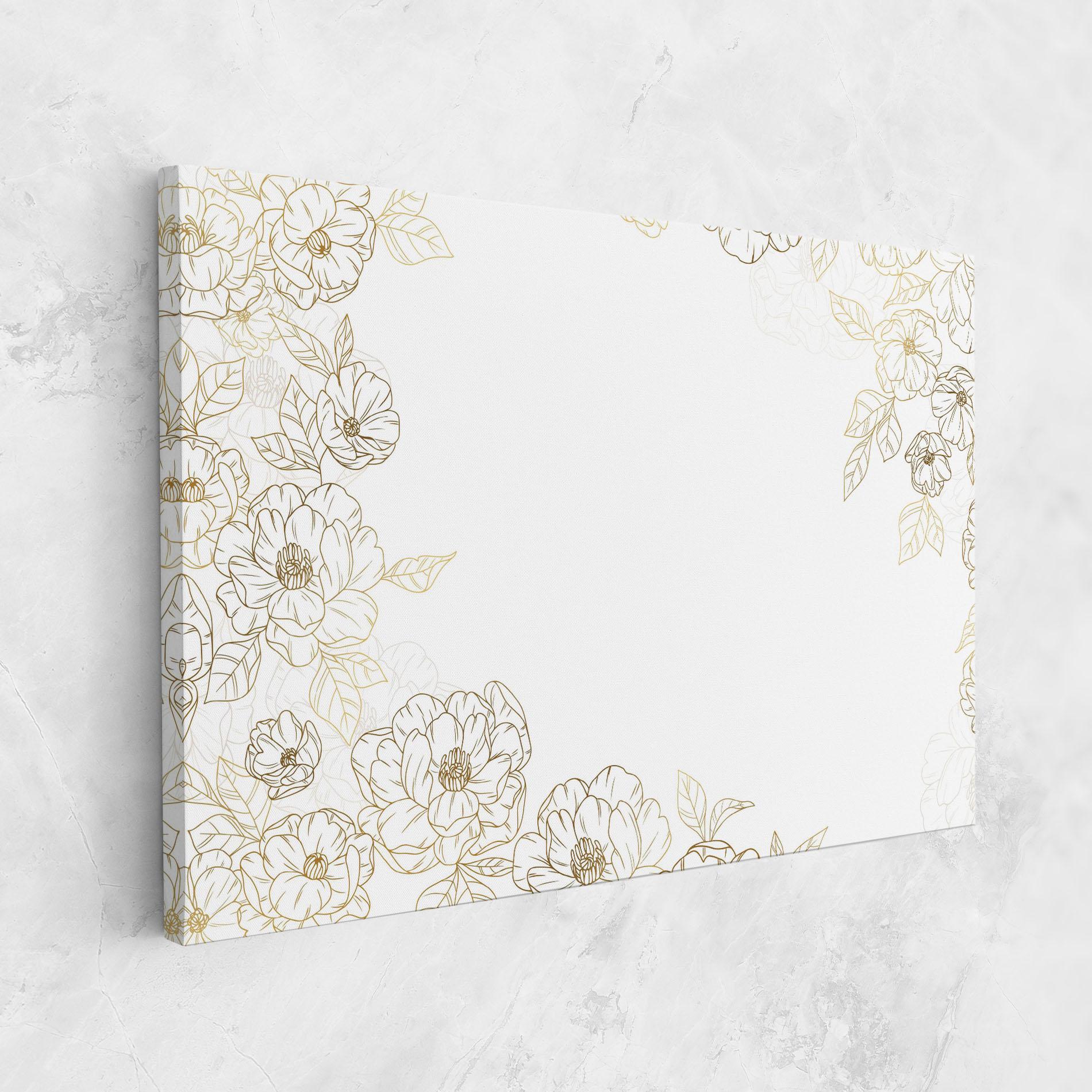 Leinwandbild Flower Gold Line mockup 1