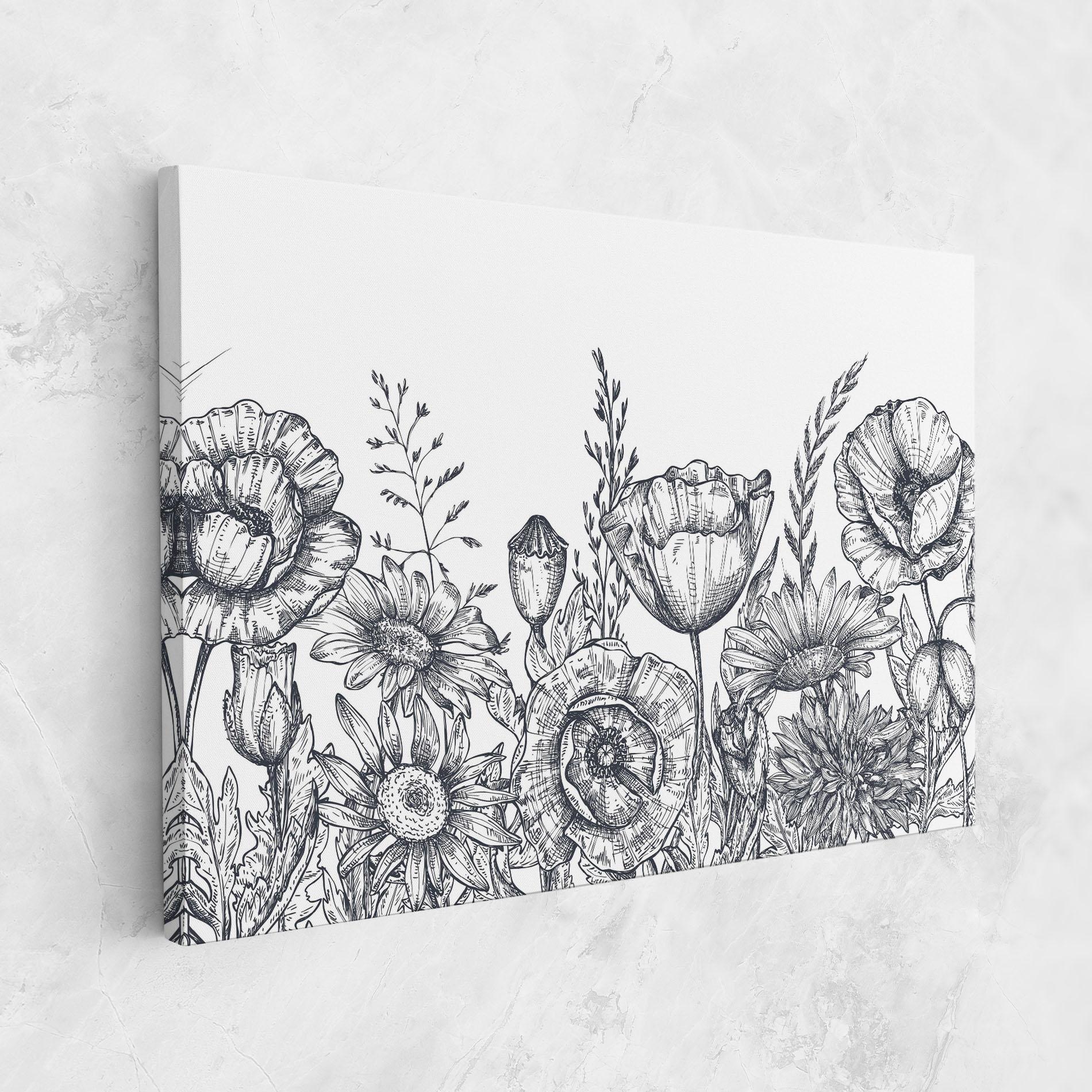 Leinwandbild Flower Grey Line mockup 1
