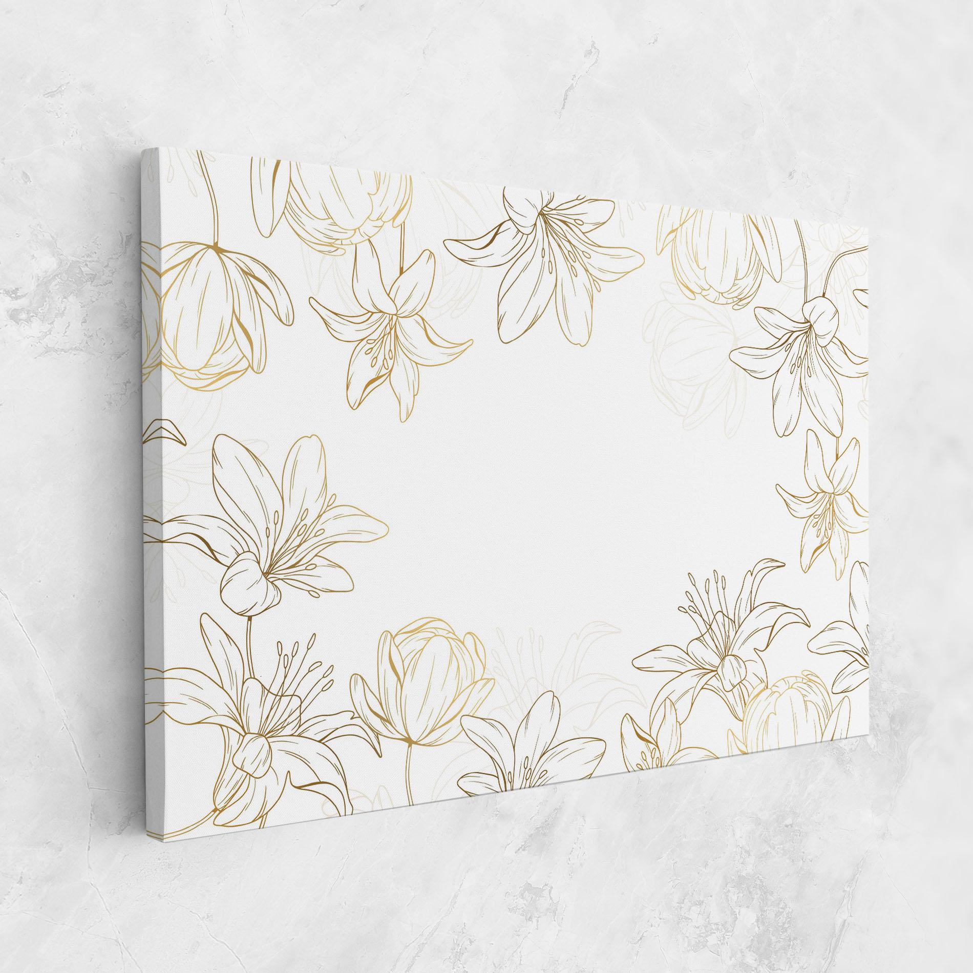 Leinwandbild Gold Line Flower mockup 1