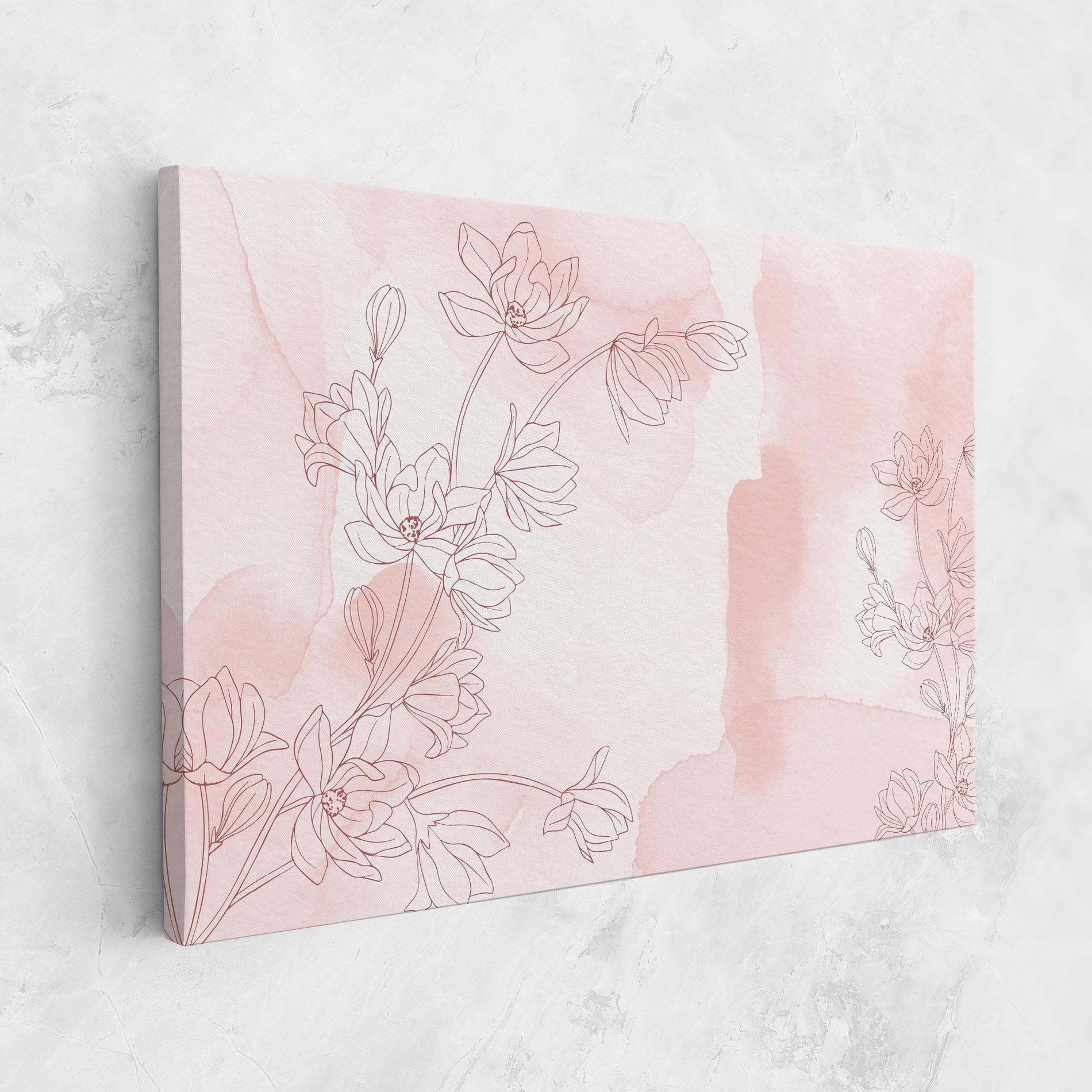 Leinwandbild Pink Flower Line mockup 1