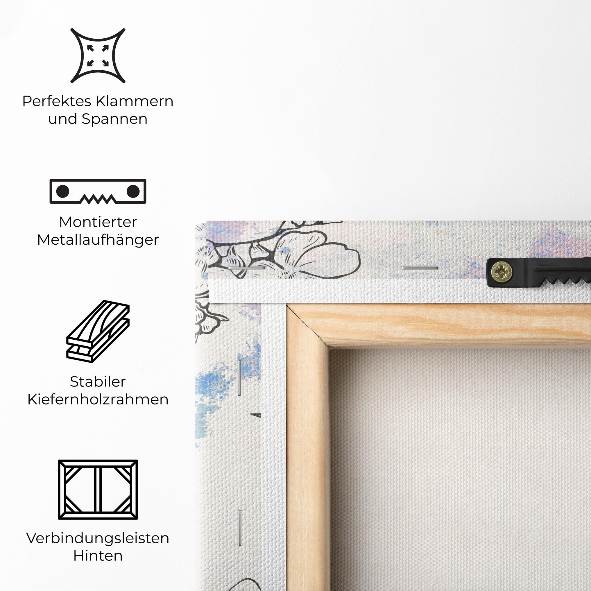 Leinwandbild Blue Watercolor Flower mockup 5