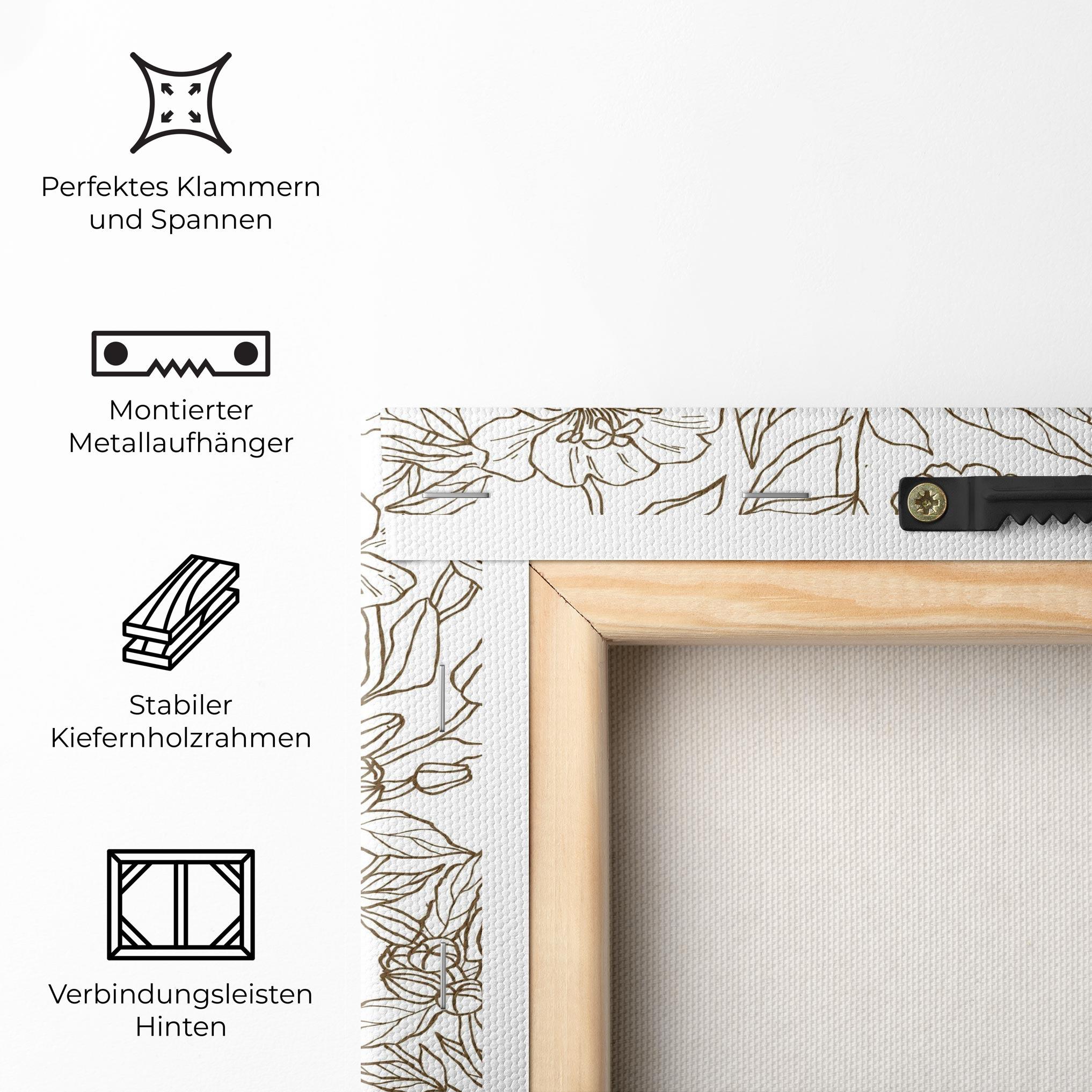 Leinwandbild Cream Line Flowers mockup 5