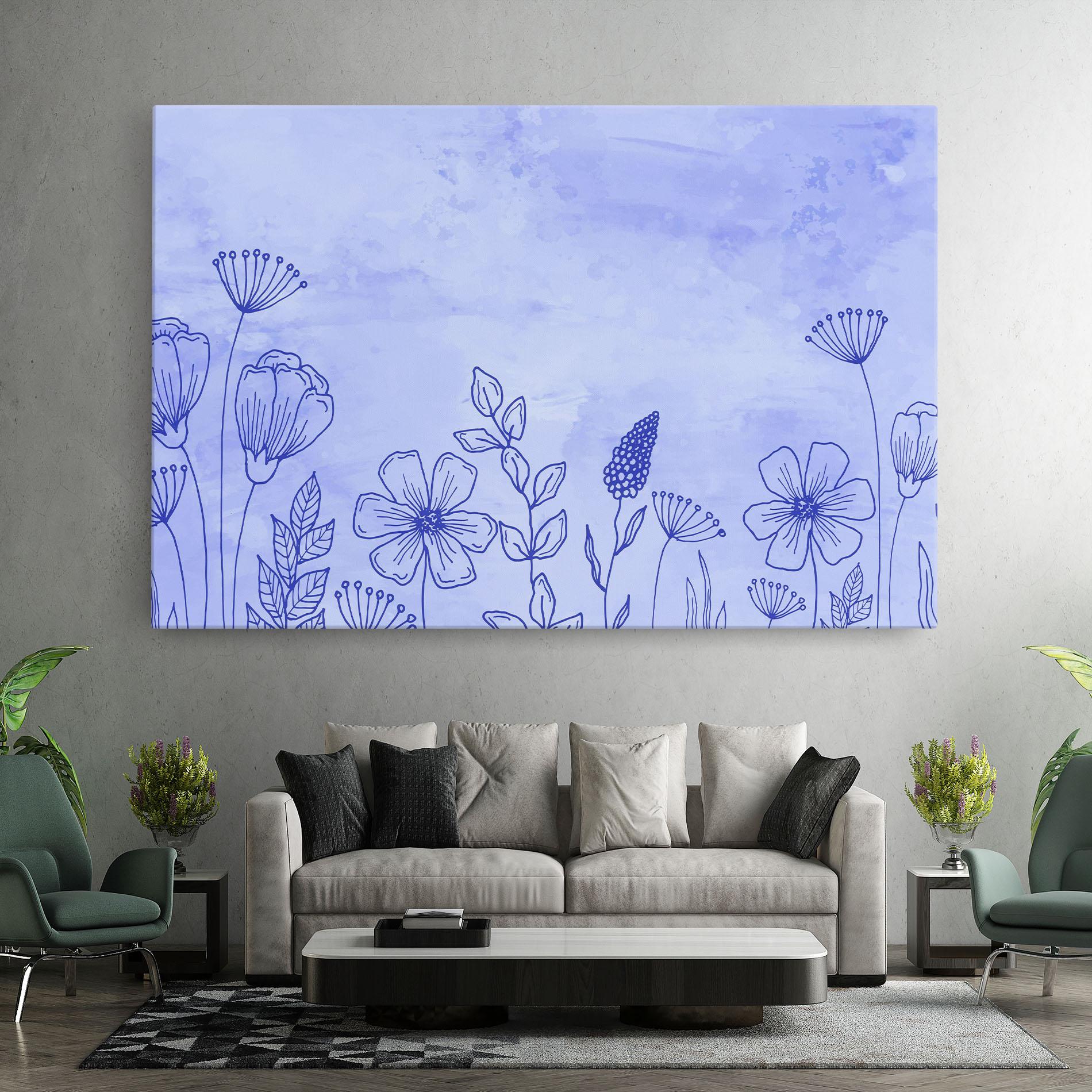 Leinwandbild Blue Line Plant mockup 7