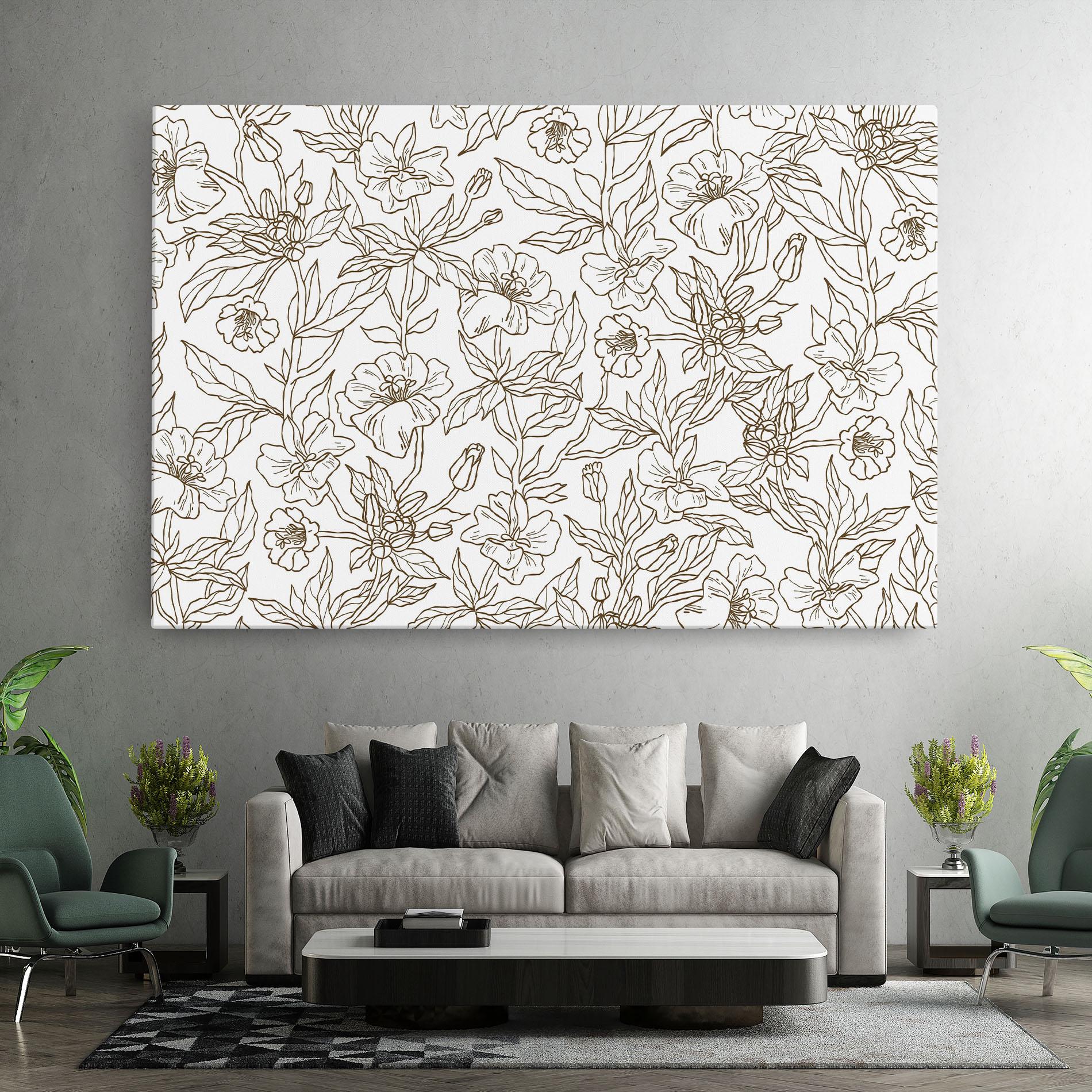 Leinwandbild Cream Line Flowers mockup 7