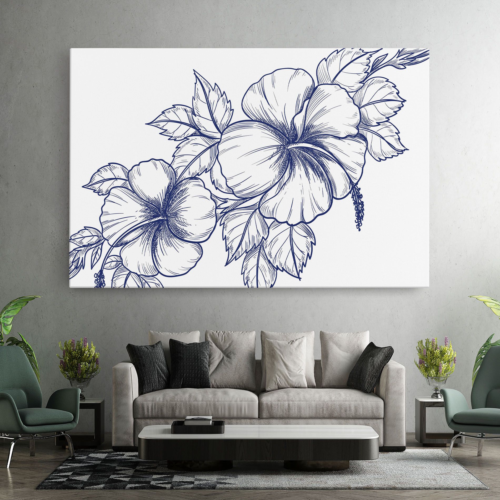 Dark Blue Line Flower mockup 7