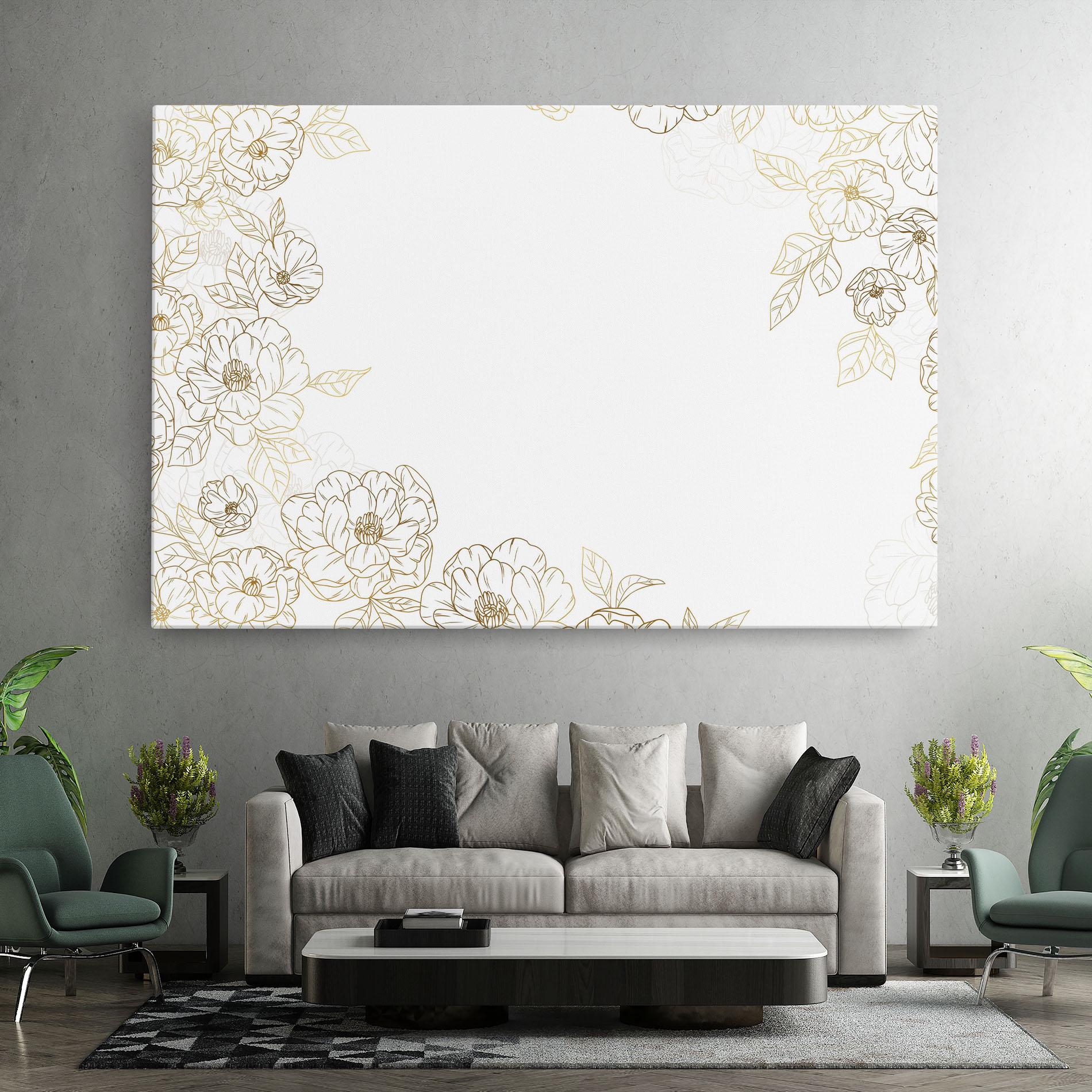 Leinwandbild Flower Gold Line mockup 7