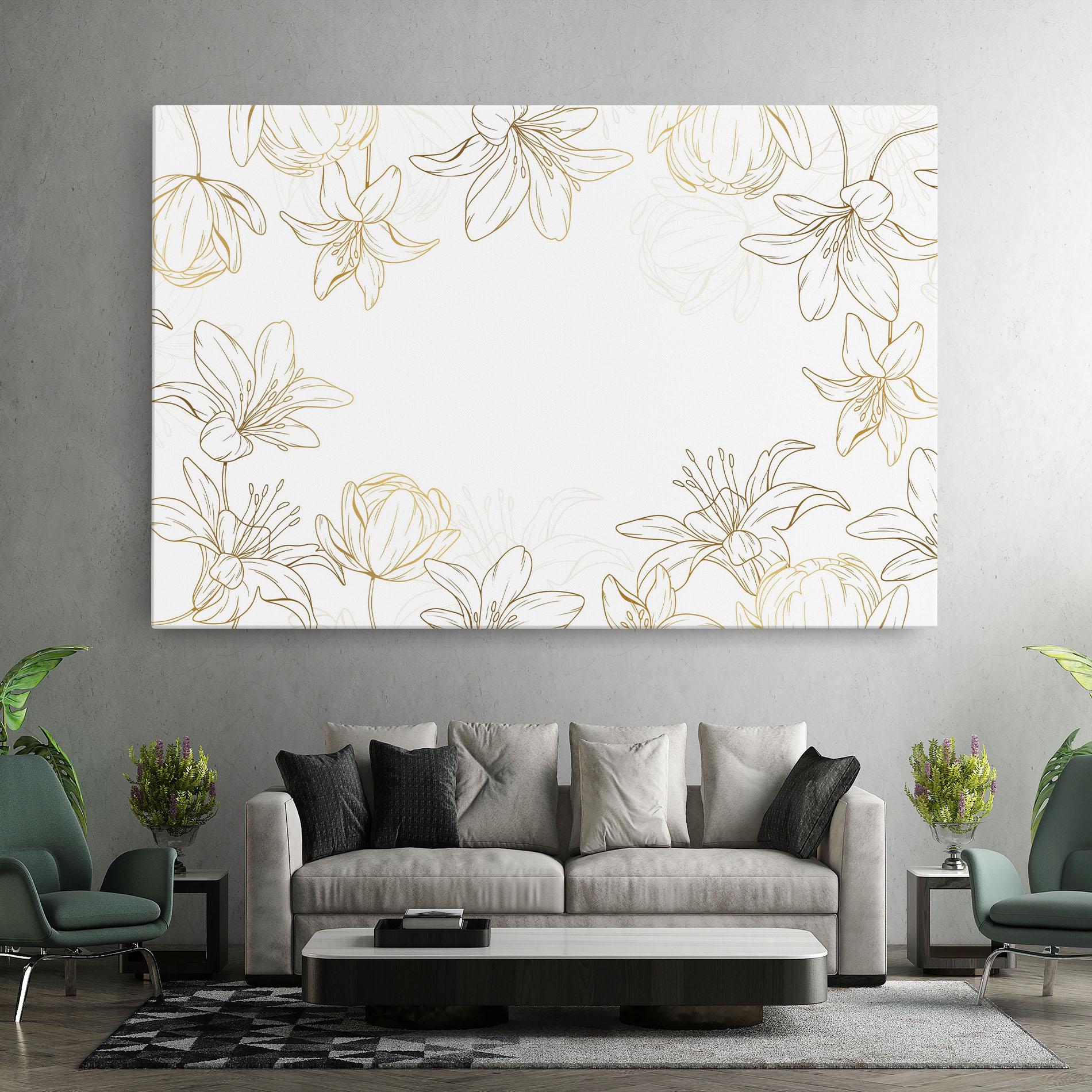 Leinwandbild Gold Line Flower mockup 7