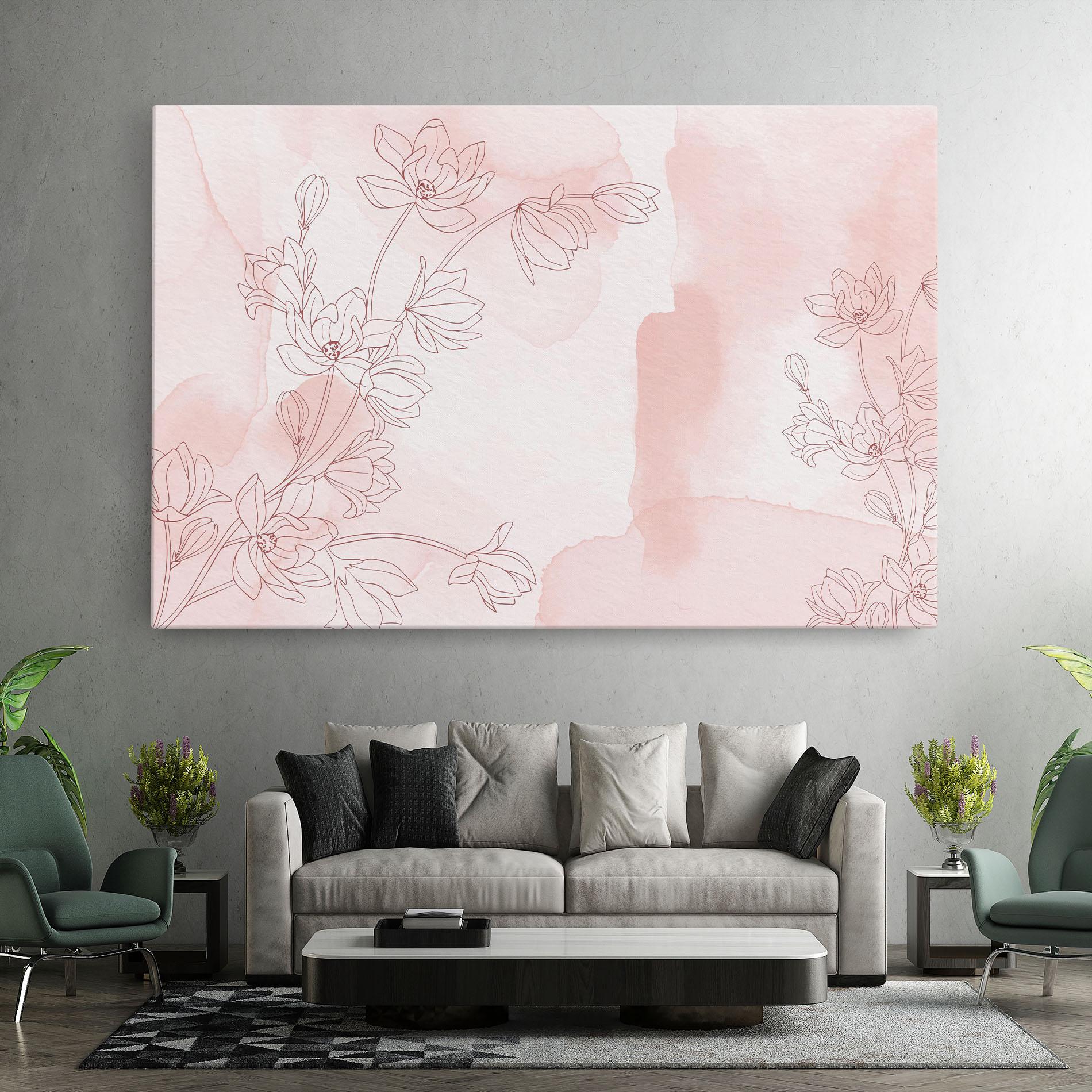 Leinwandbild Pink Flower Line mockup 7