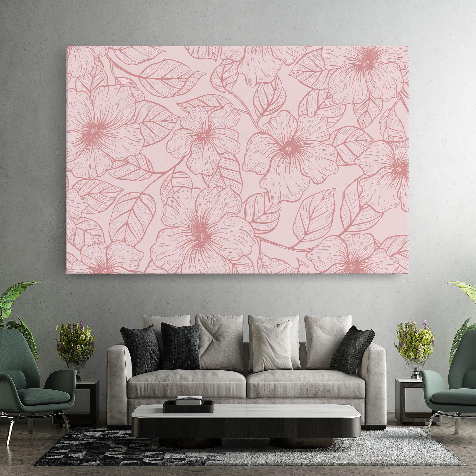 Leinwandbild Pink Line Flower mockup 7