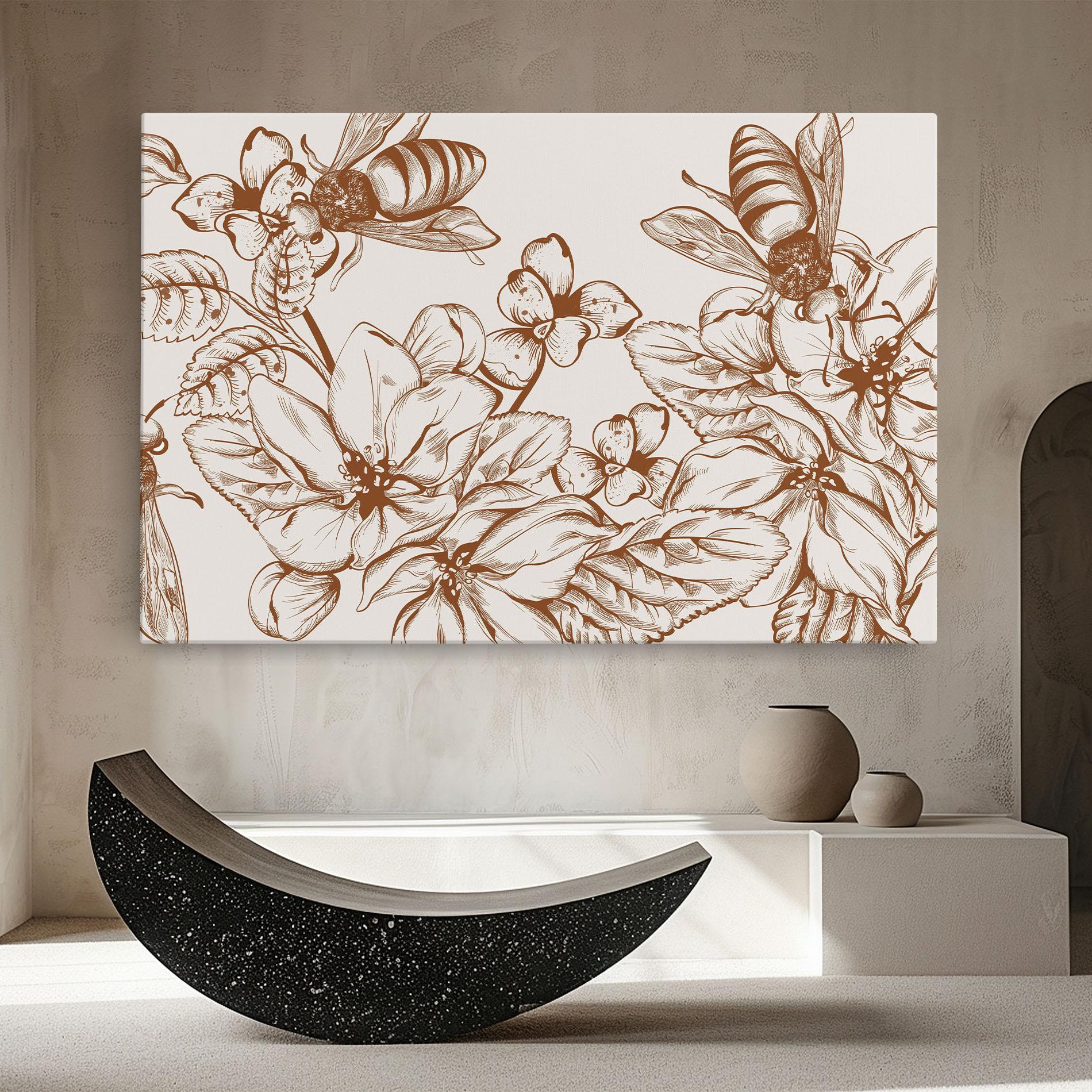 Leinwandbild Bee Flower Line mockup 8