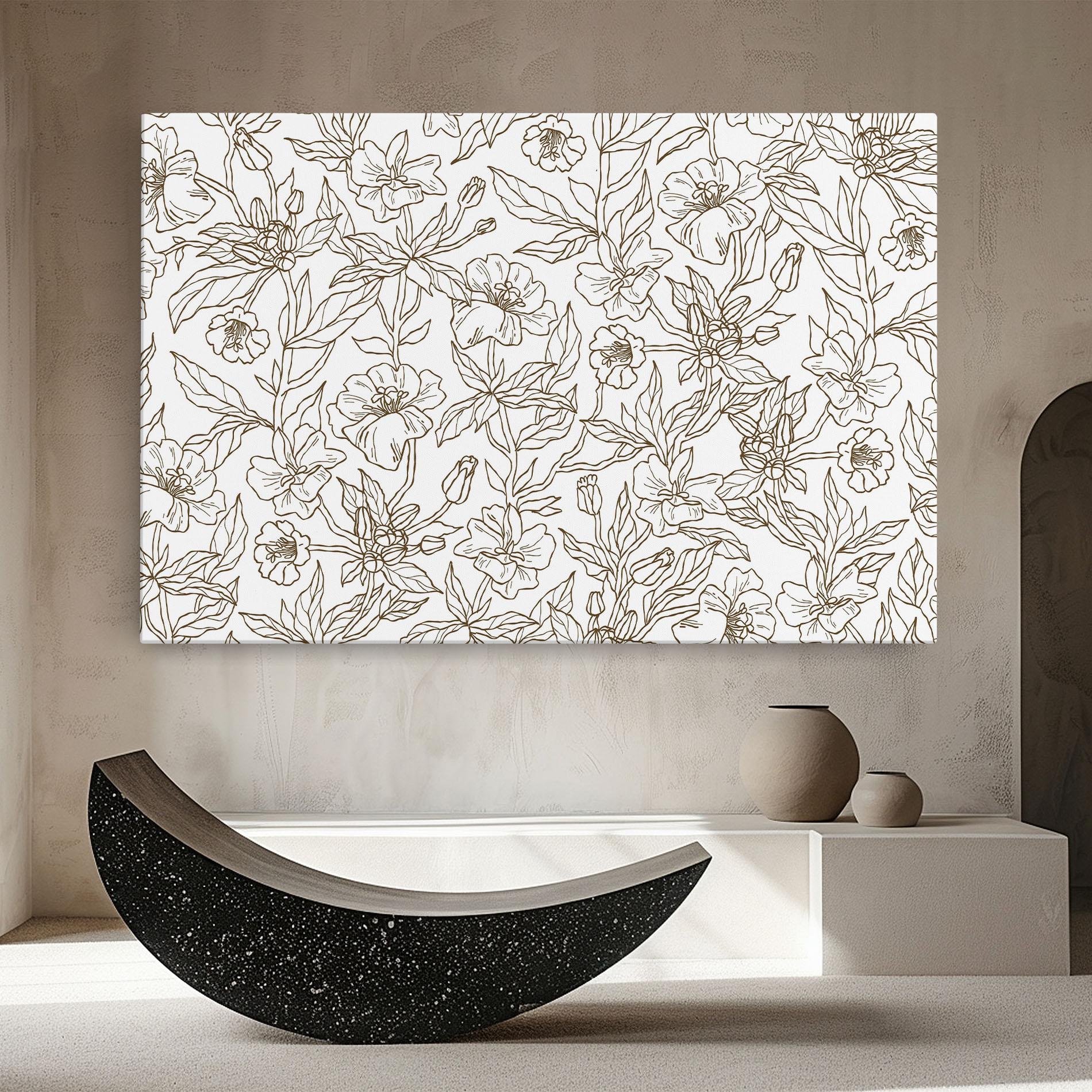 Leinwandbild Cream Line Flowers mockup 8