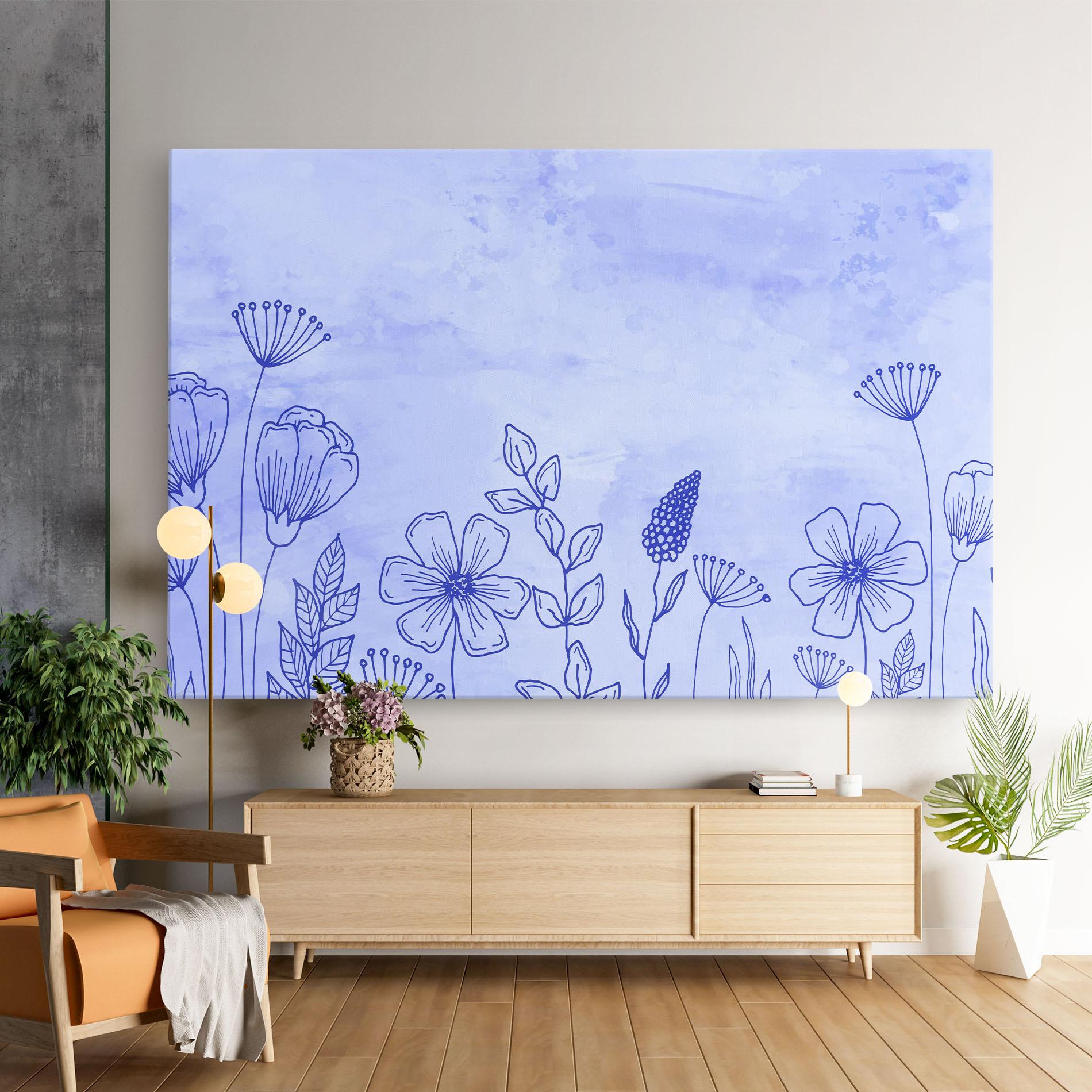 Leinwandbild Blue Line Plant mockup 9