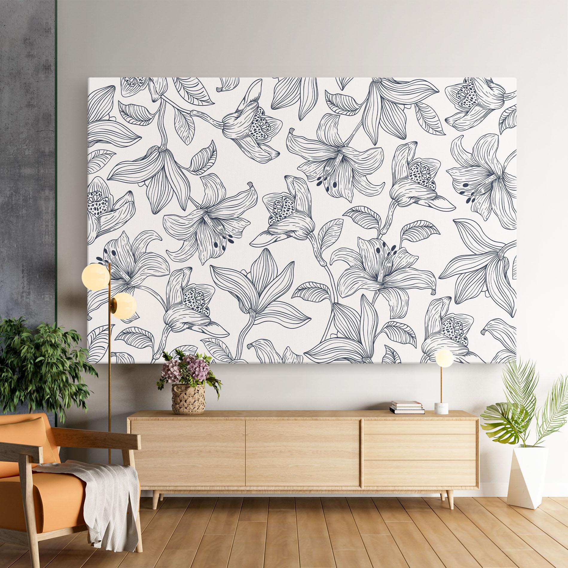 Leinwandbild Blue Patern Flower mockup 9