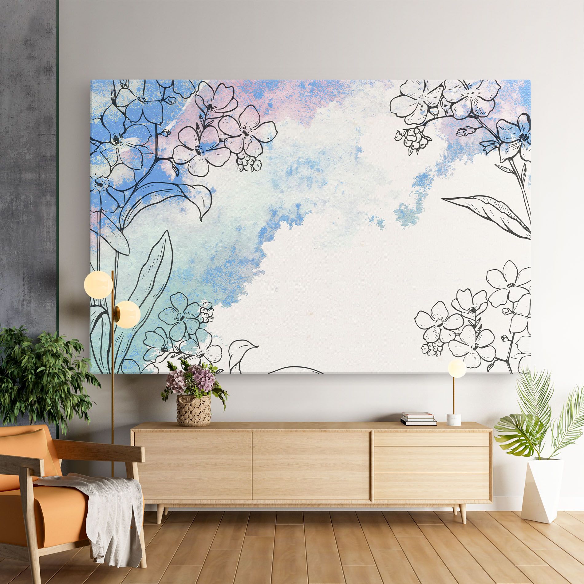 Blue Watercolor Flower mockup 9