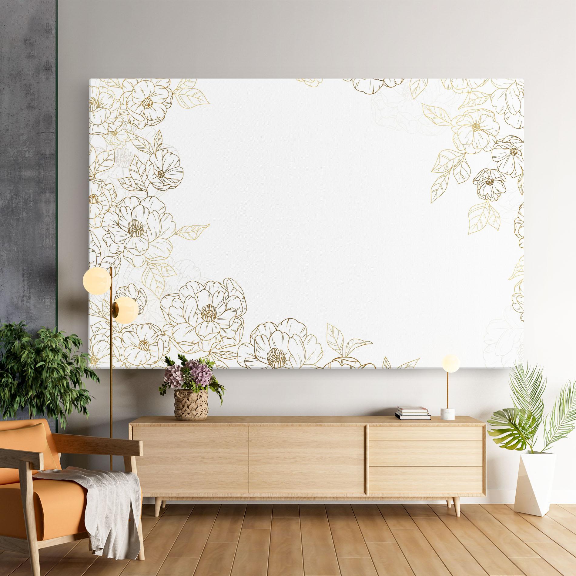 Leinwandbild Flower Gold Line mockup 9