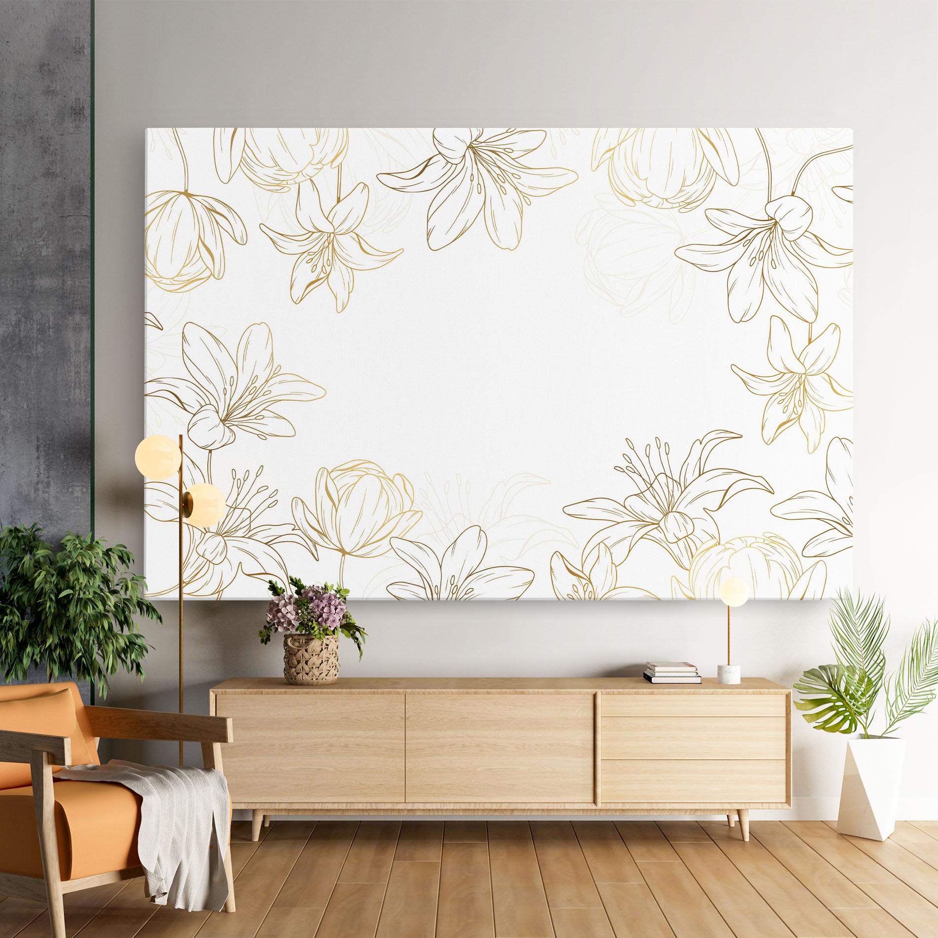 Leinwandbild Gold Line Flower mockup 9