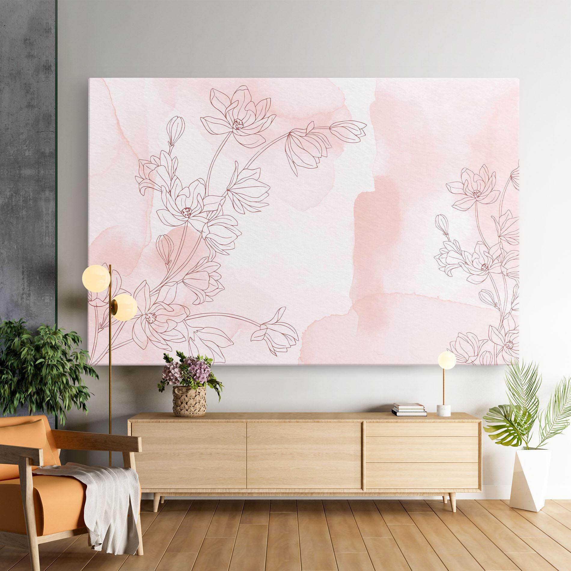Leinwandbild Pink Flower Line mockup 9