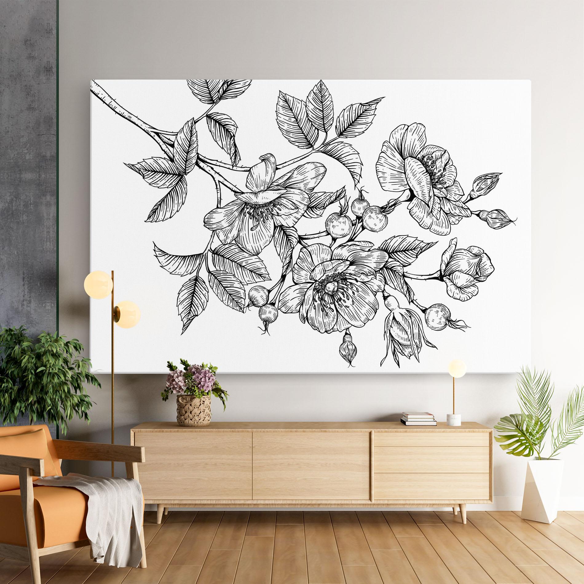 Leinwandbild Rose Black Line mockup 9