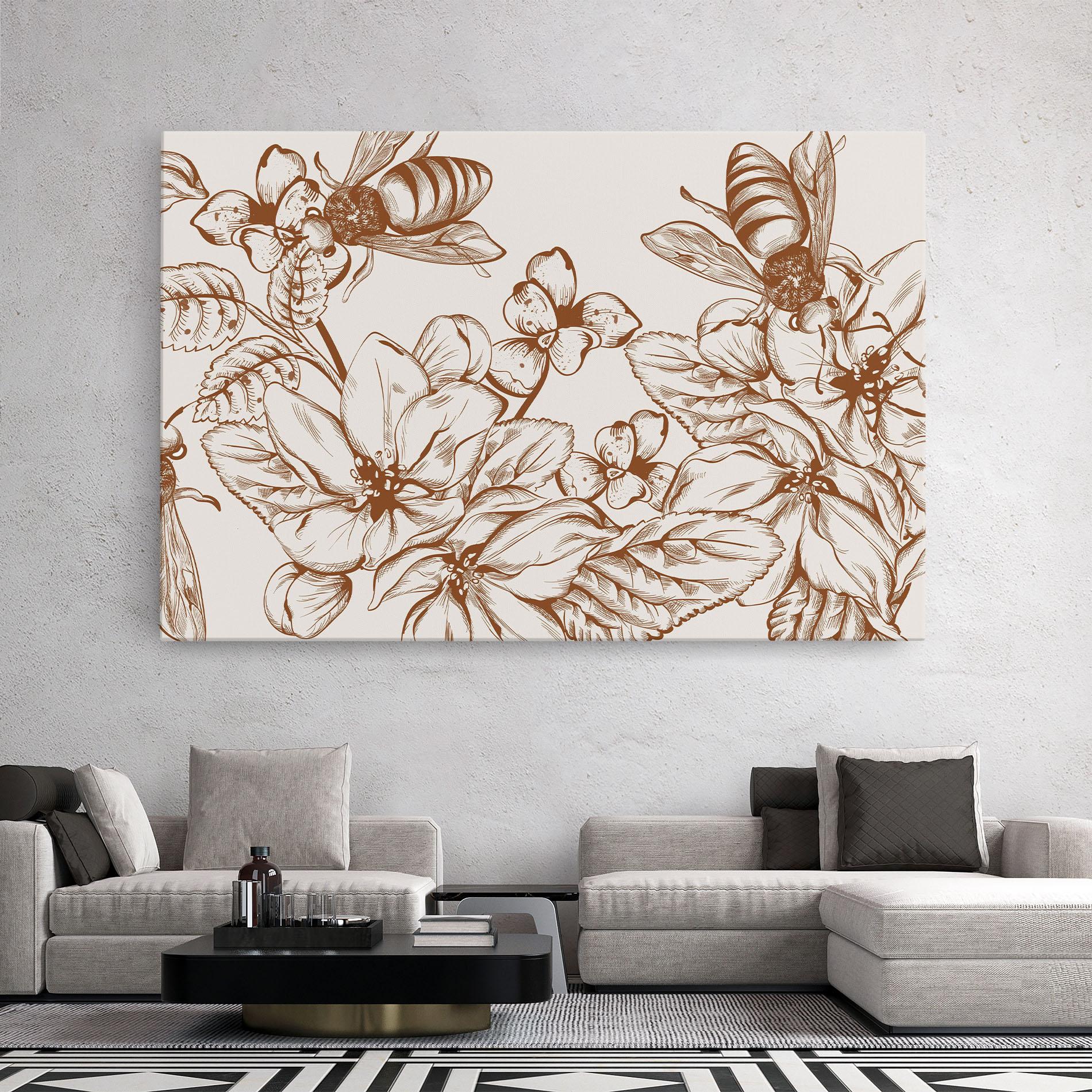 Leinwandbild Bee Flower Line mockup 2