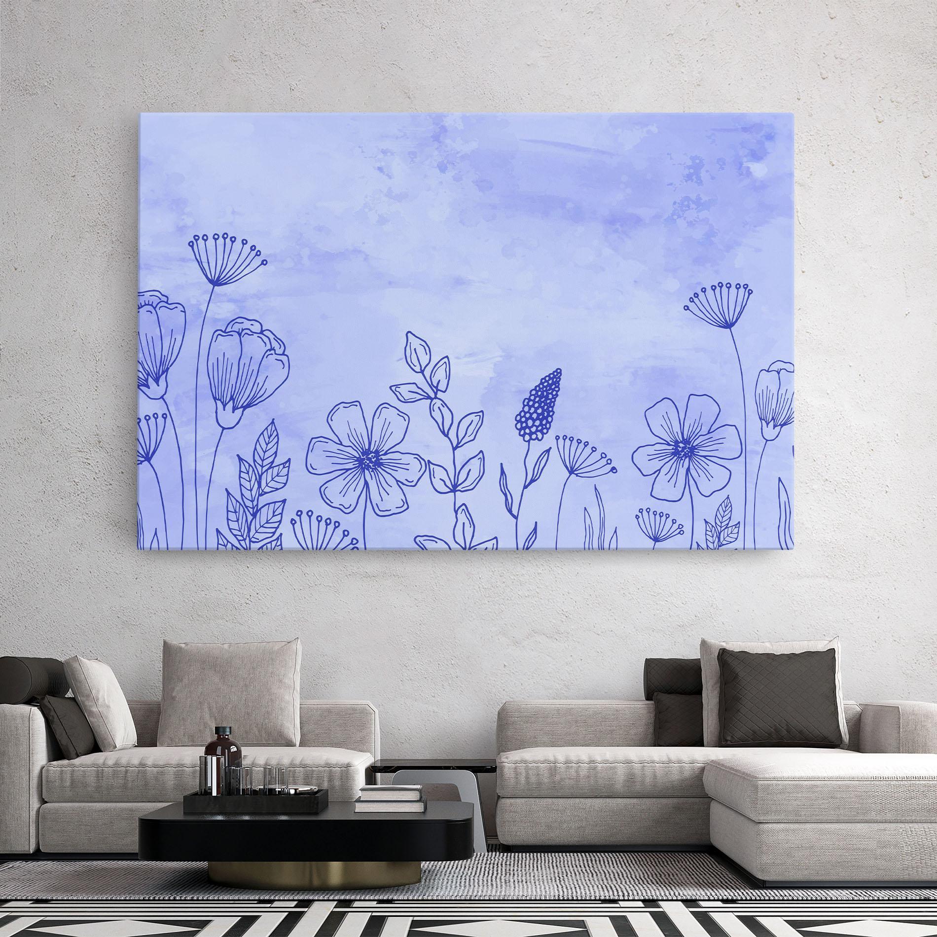 Leinwandbild Blue Line Plant mockup 2