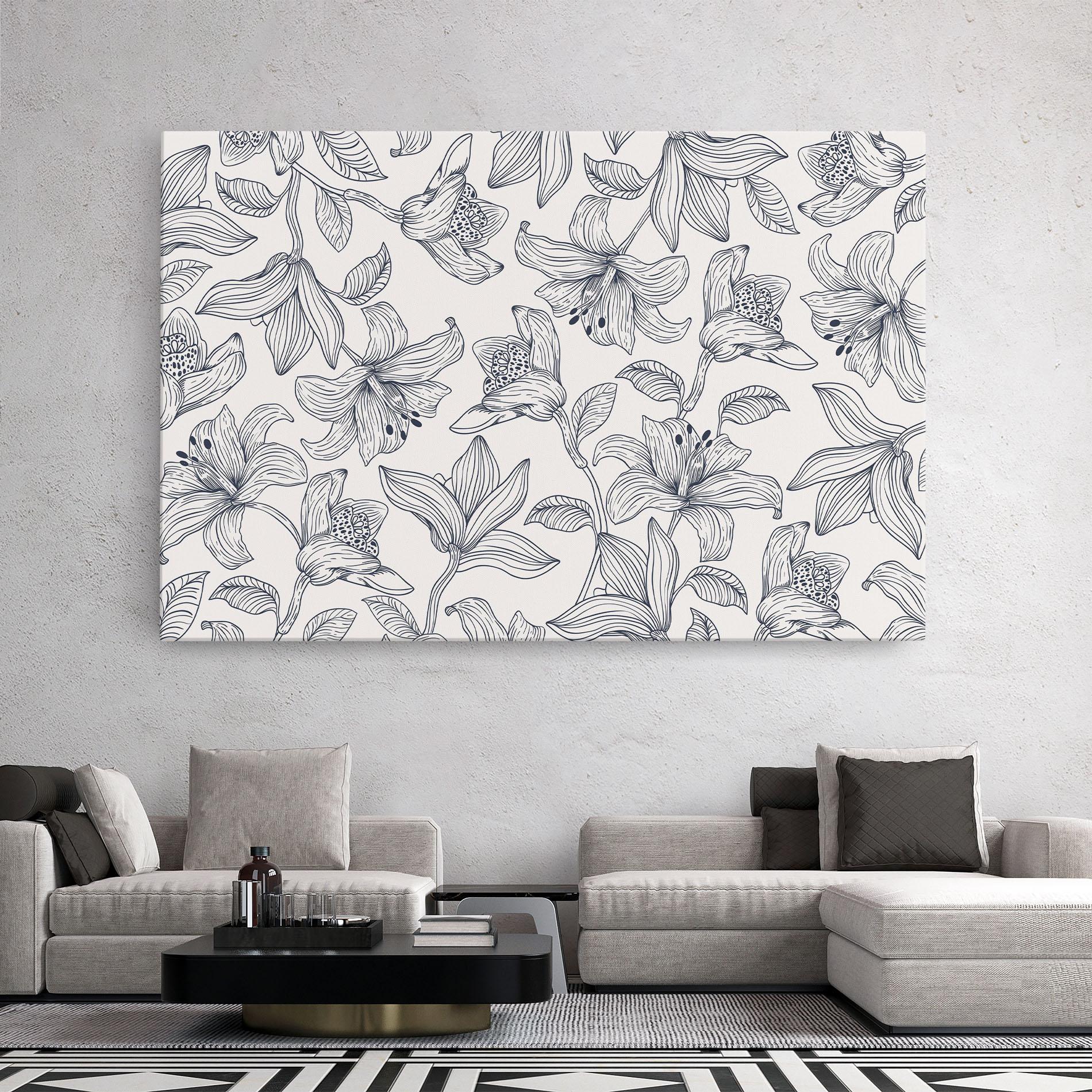 Leinwandbild Blue Patern Flower mockup 2