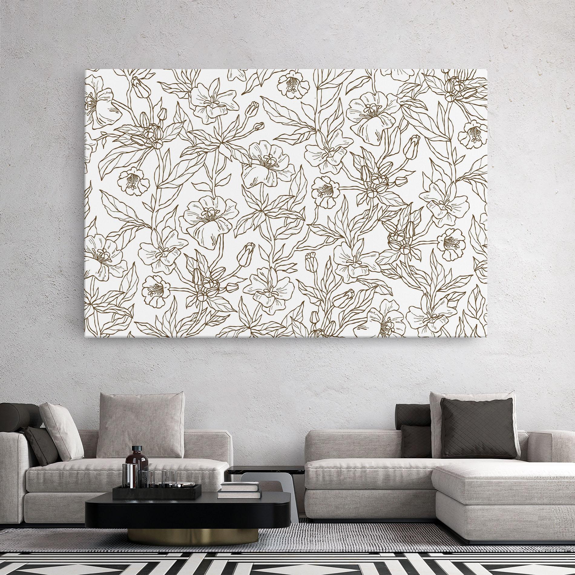 Leinwandbild Cream Line Flowers mockup 2