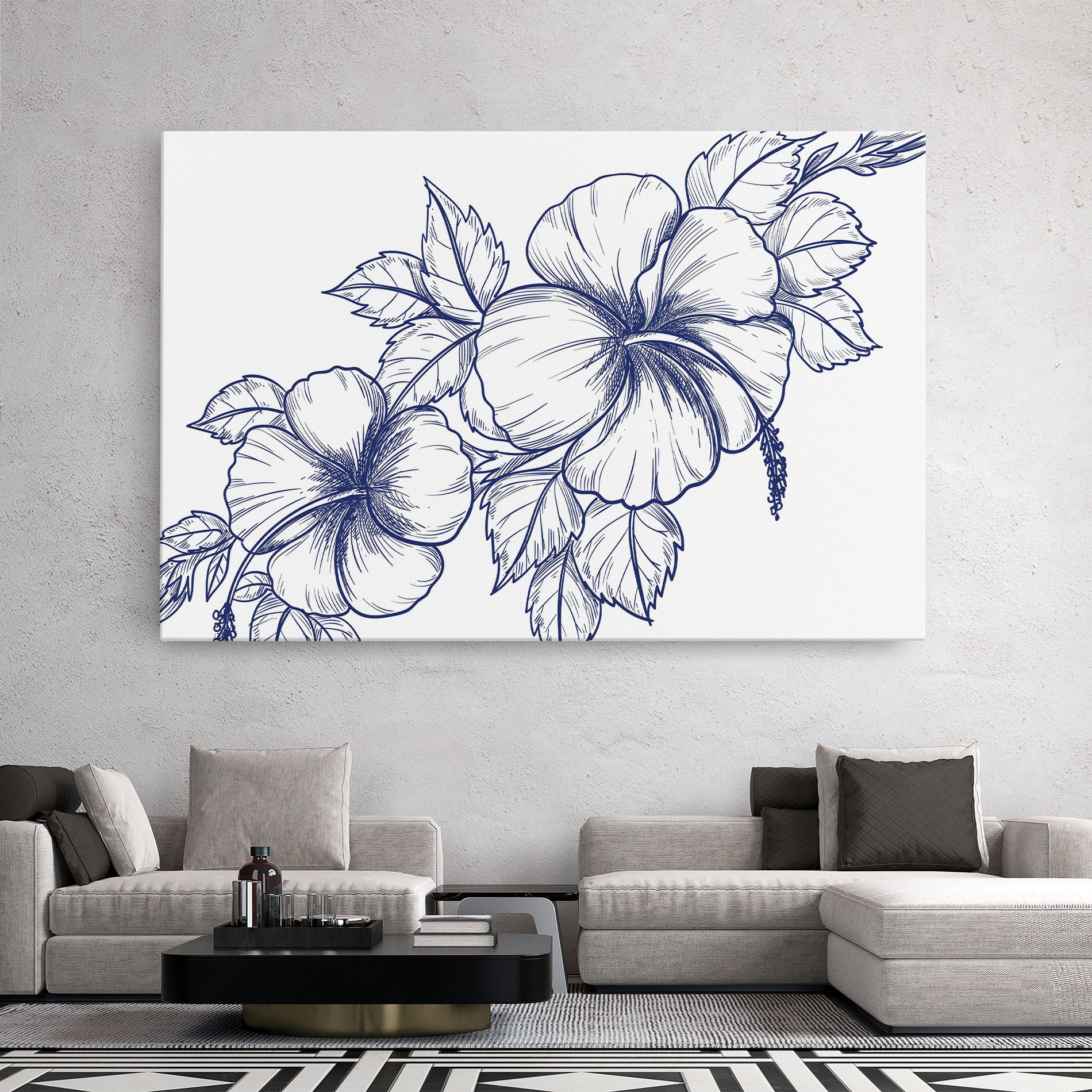 Dark Blue Line Flower mockup 2