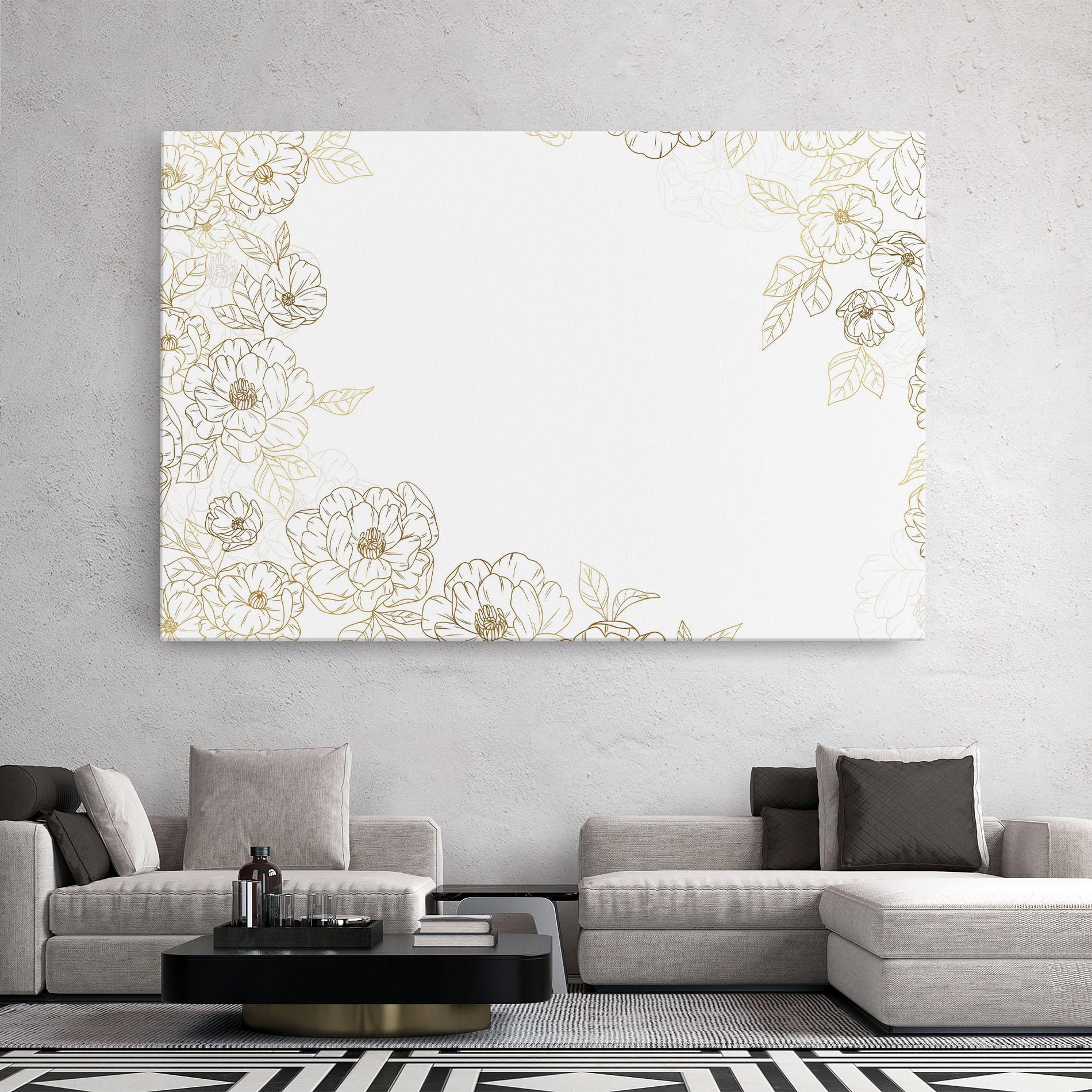 Leinwandbild Flower Gold Line mockup 2