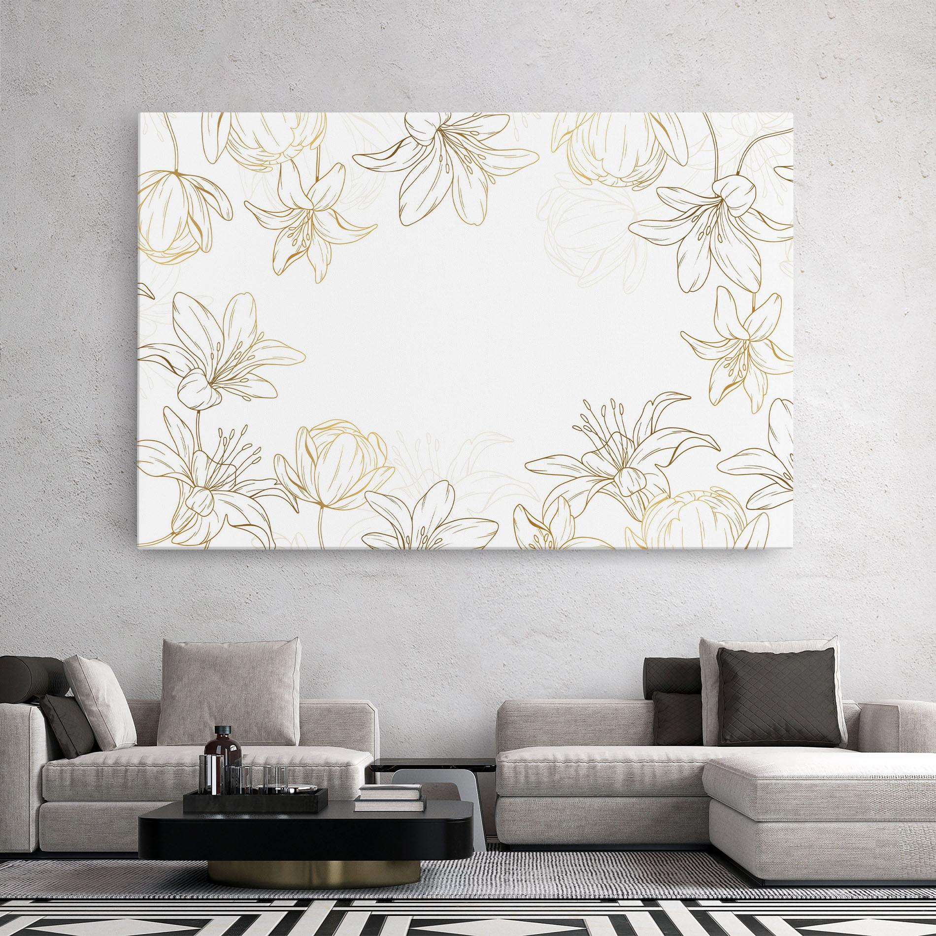 Leinwandbild Gold Line Flower mockup 2