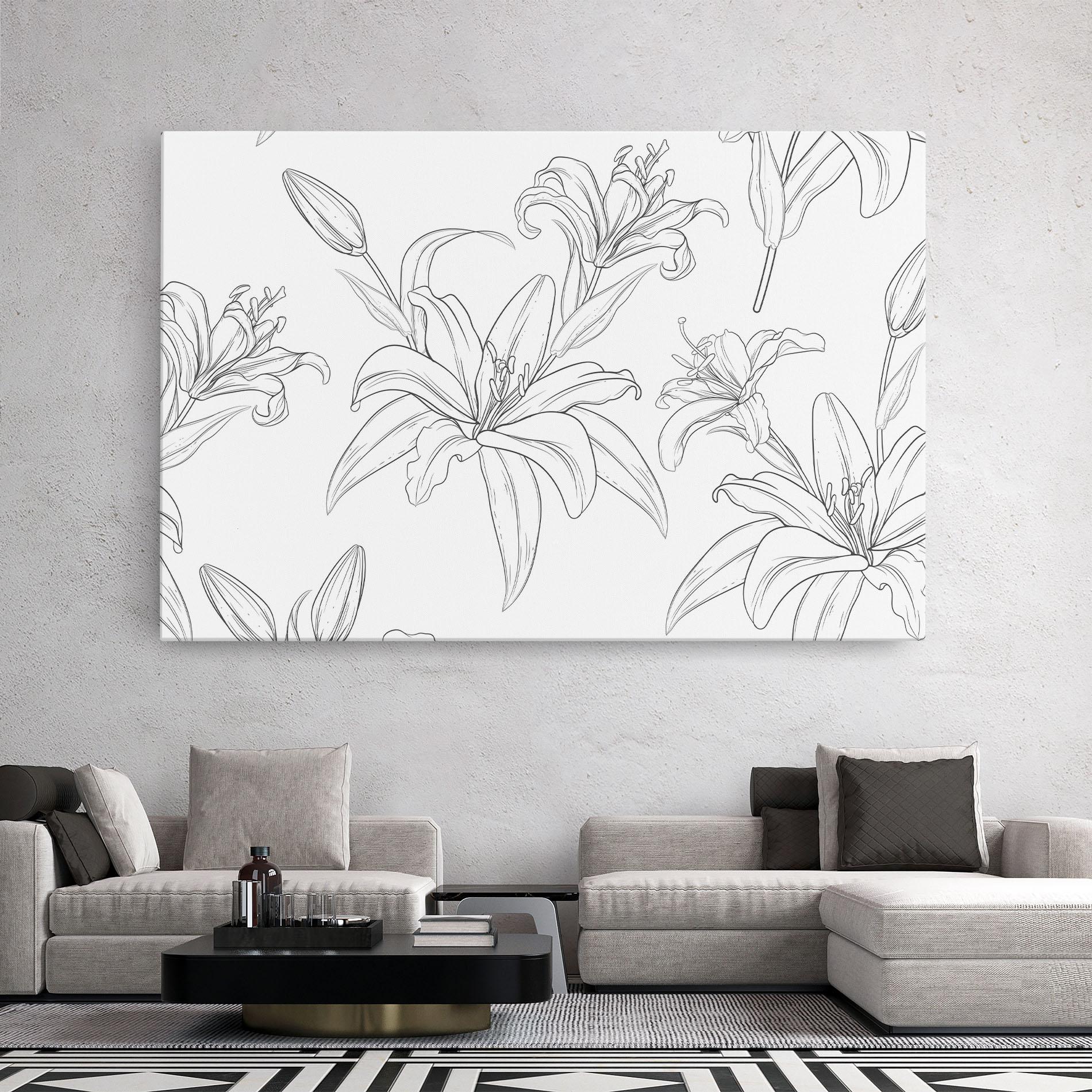 Leinwandbild Grey Line Flower mockup 2