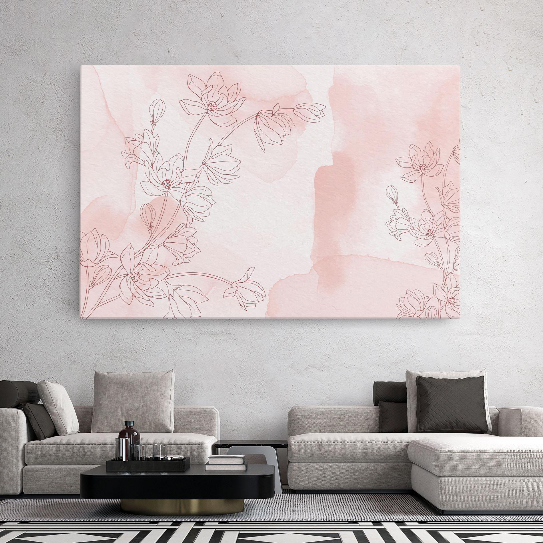 Leinwandbild Pink Flower Line mockup 2