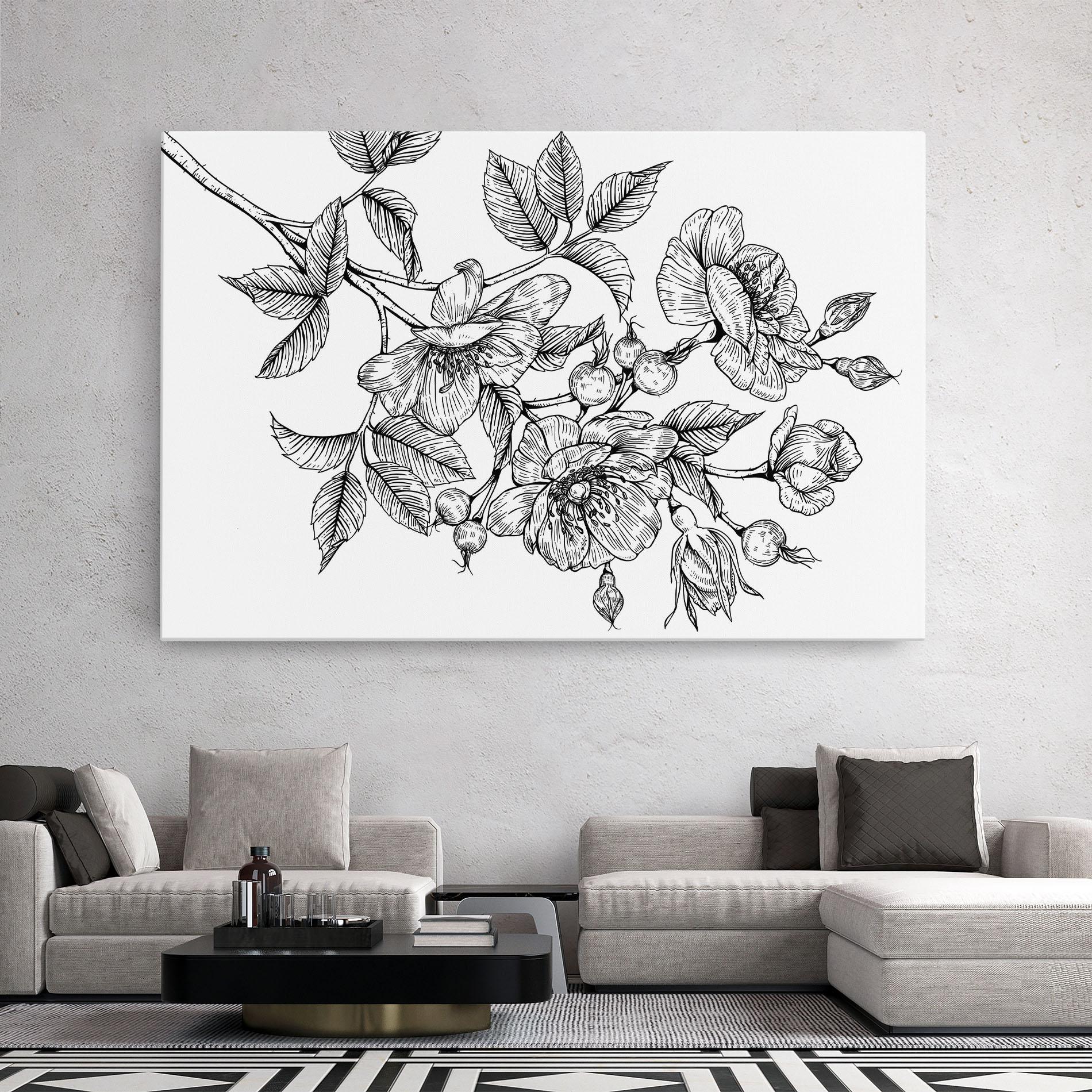 Leinwandbild Rose Black Line mockup 2