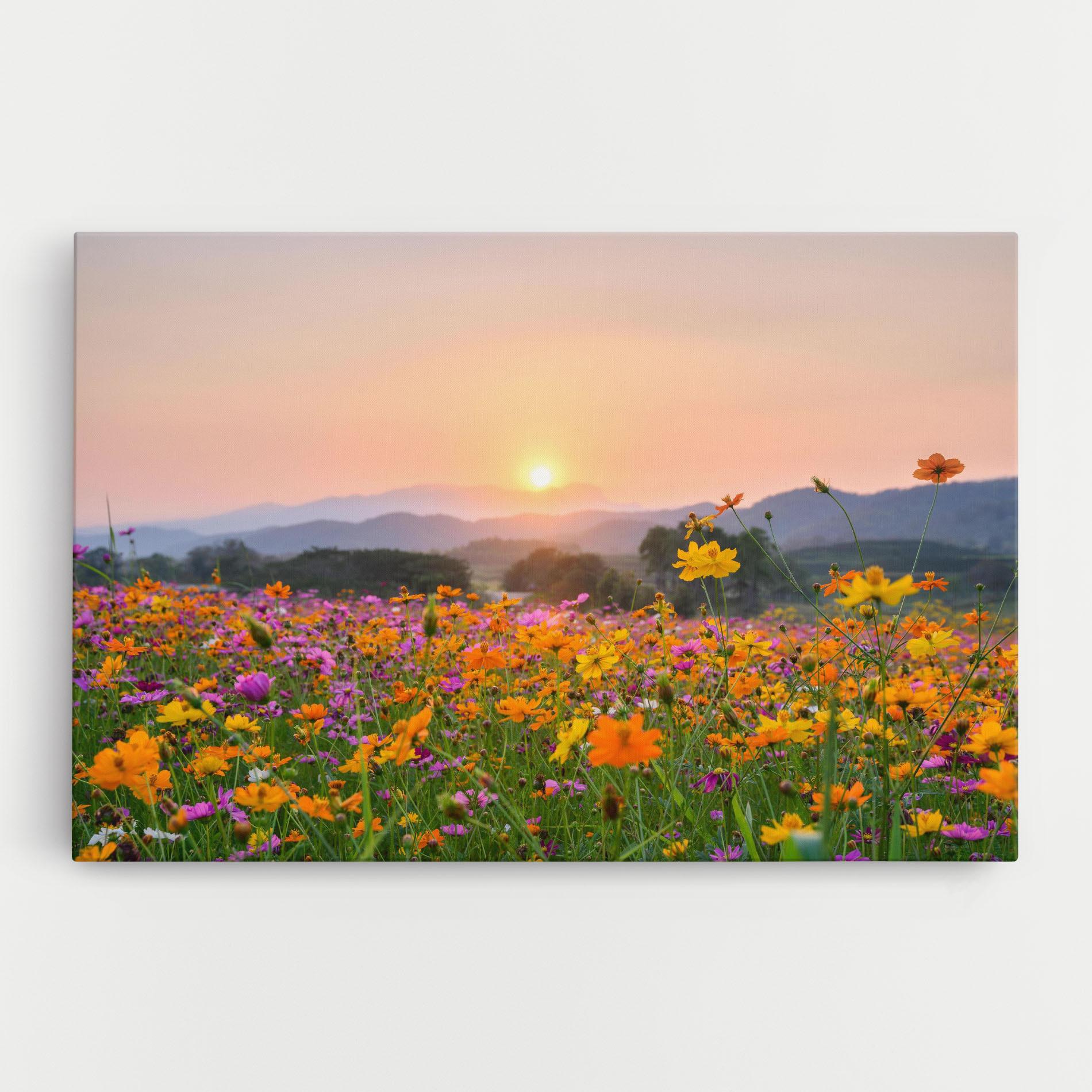 Leinwandbild Sunset Mountain Flowerf mockup 0