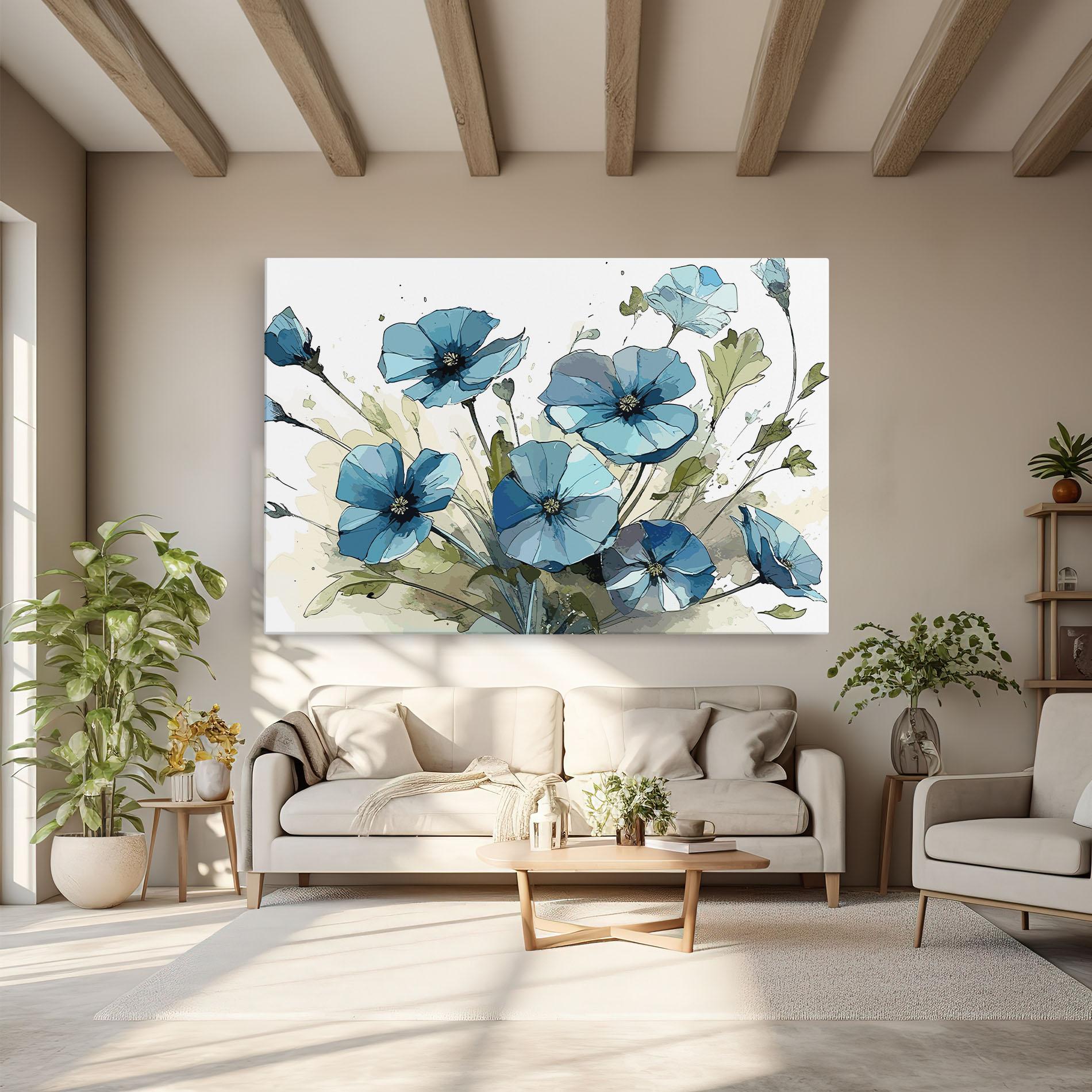 Leinwandbild Blue Wild Plant mockup 6