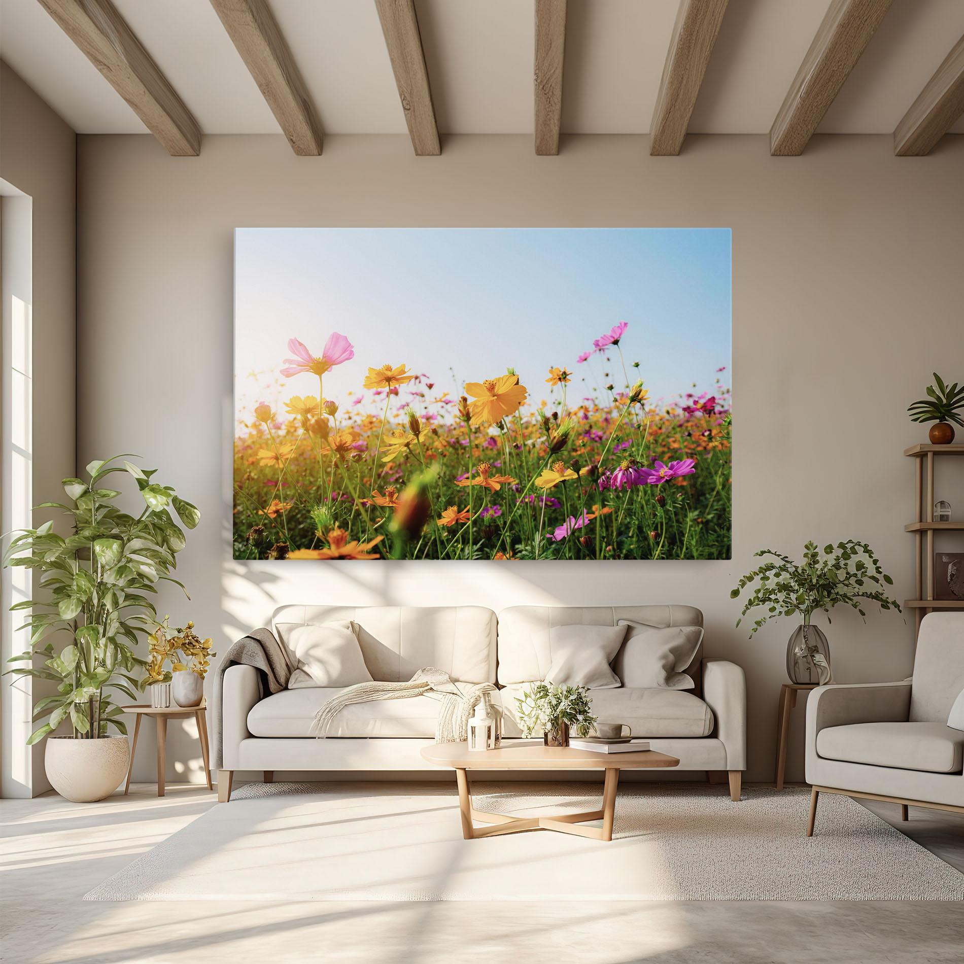 Leinwandbild Cosmos Field Sunset mockup 6