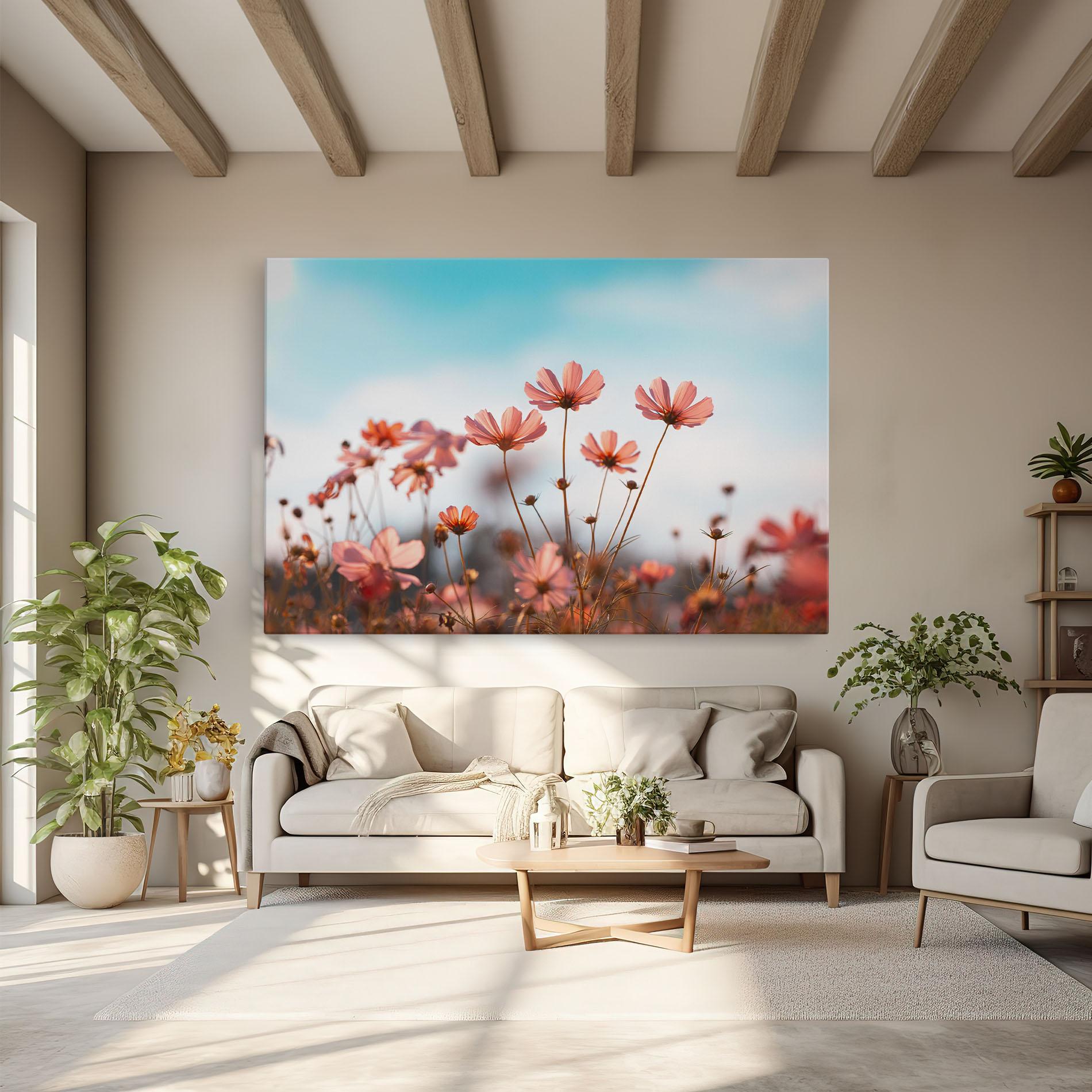 Leinwandbild Cosmos Flowers Beautiful mockup 6