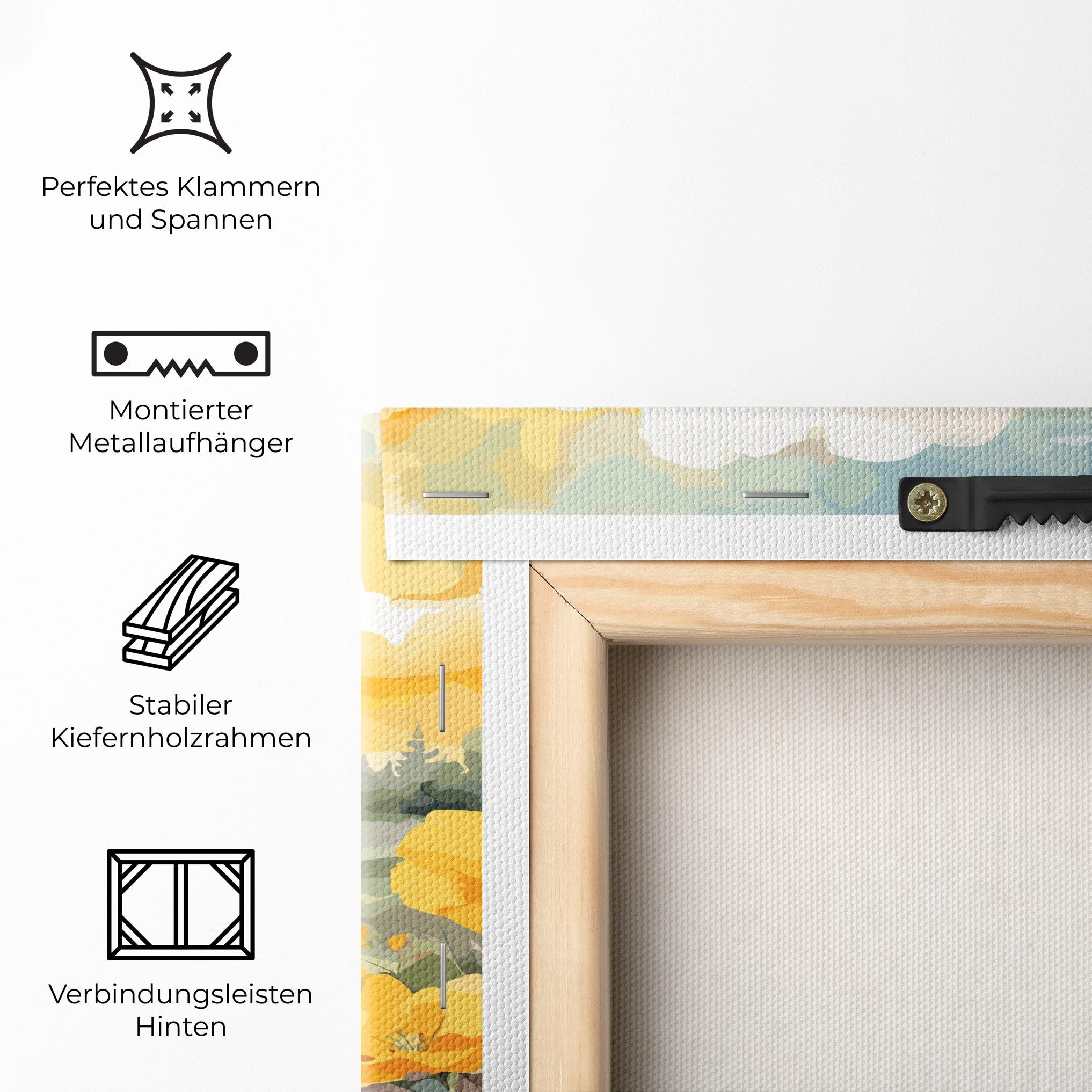 Leinwandbild Vector_nature_landscape_with_beautiful_yellow_flowers_watercolor mockup 5