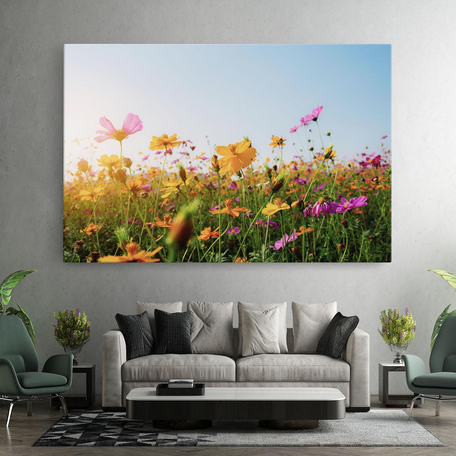 Leinwandbild Cosmos Field Sunset mockup 7