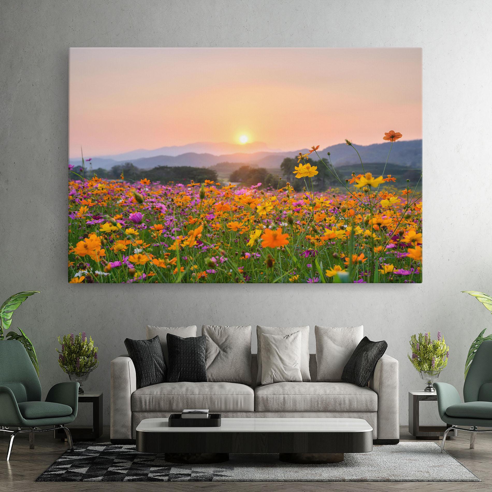 Leinwandbild Sunset Mountain Flowerf mockup 7