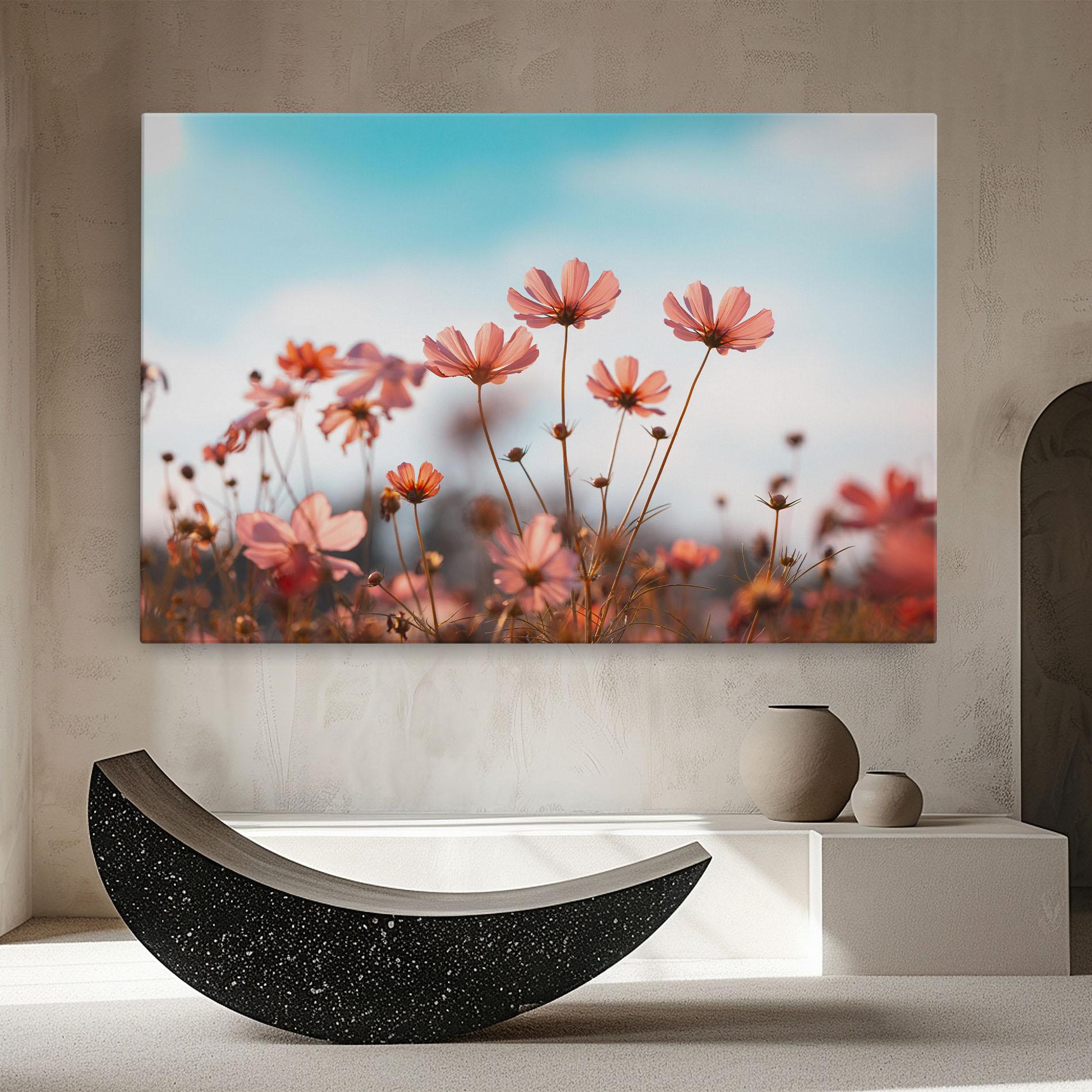 Leinwandbild Cosmos Flowers Beautiful mockup 8