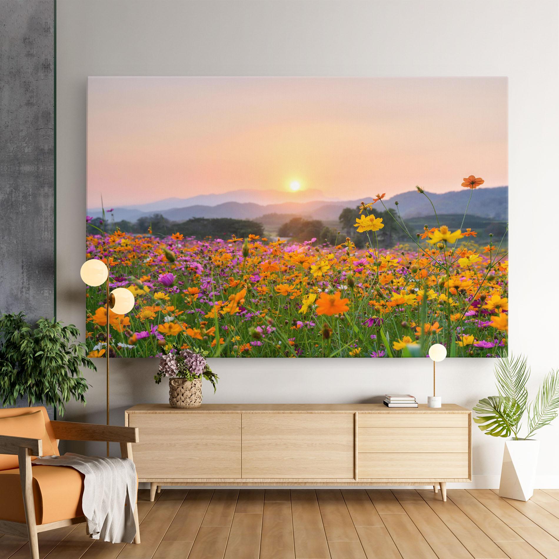 Leinwandbild Sunset Mountain Flowerf mockup 9