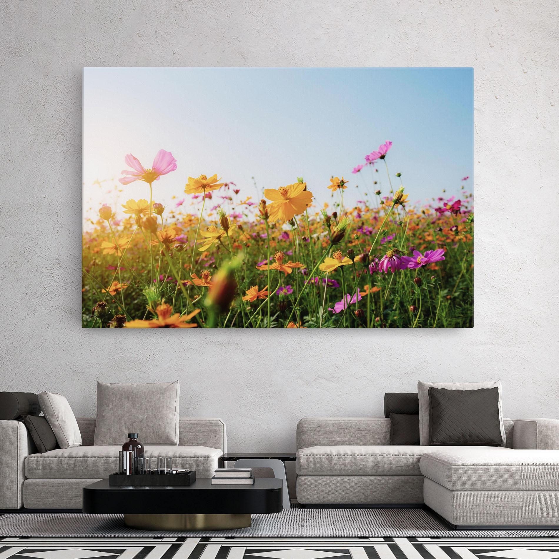 Leinwandbild Cosmos Field Sunset mockup 2