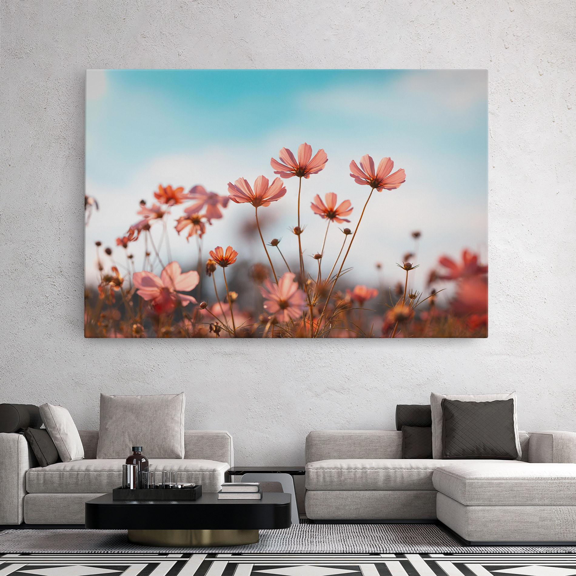 Leinwandbild Cosmos Flowers Beautiful mockup 2