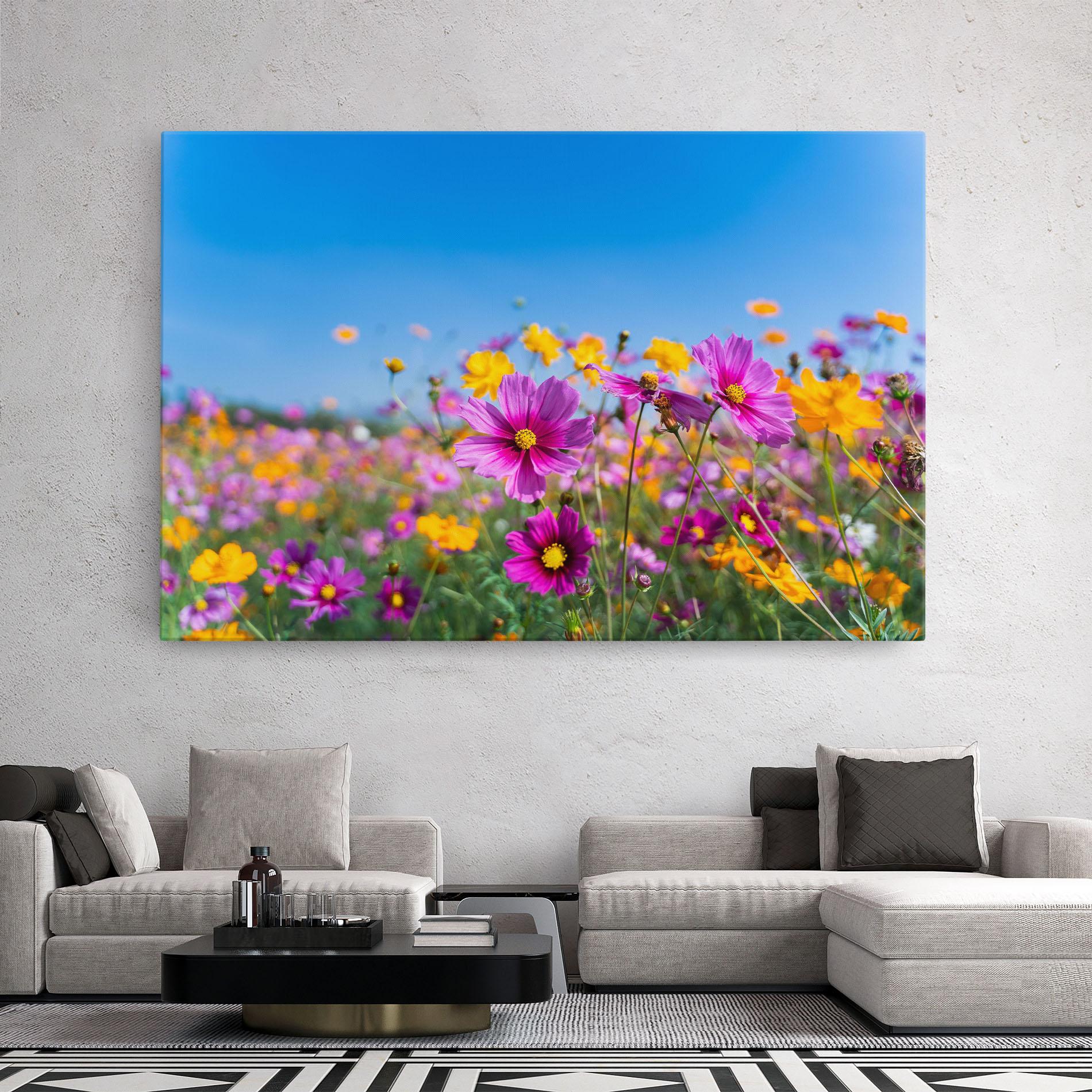 Leinwandbild Cosmos Flowers Grassland mockup 2