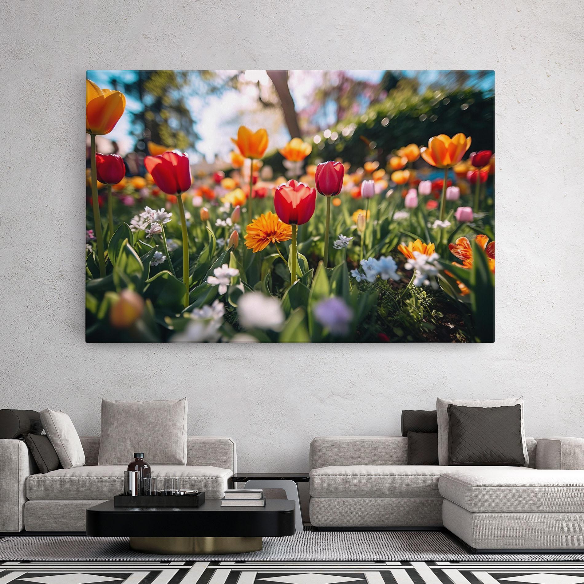 Leinwandbild Garden Tulips Mix mockup 2