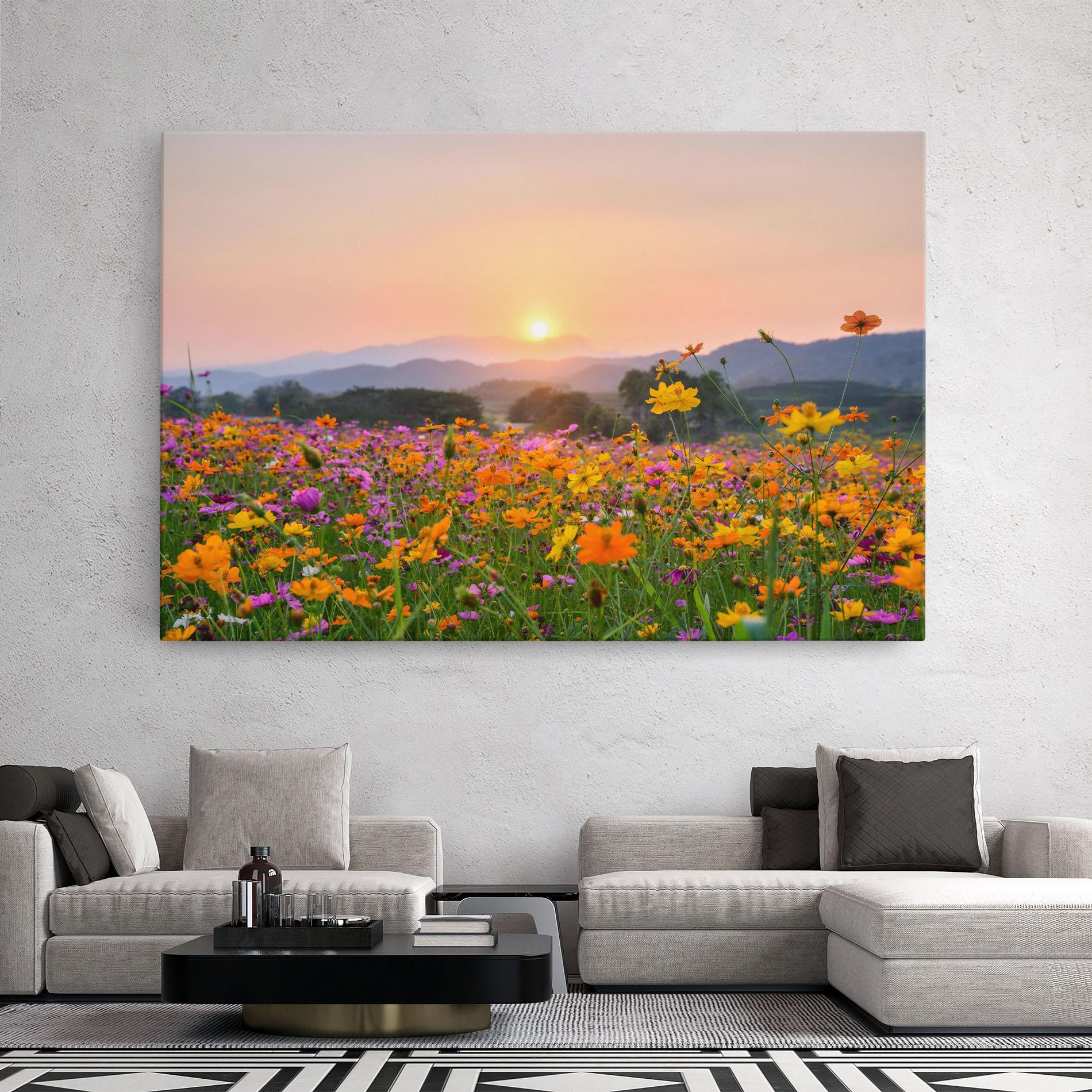 Leinwandbild Sunset Mountain Flowerf mockup 2