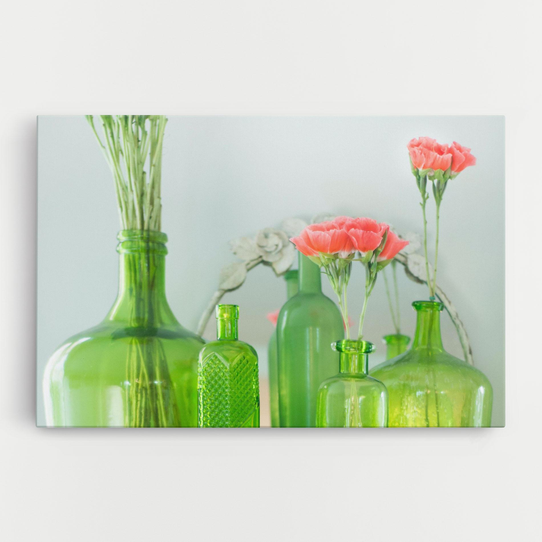 Leinwandbild Green Vase Flowers mockup 0