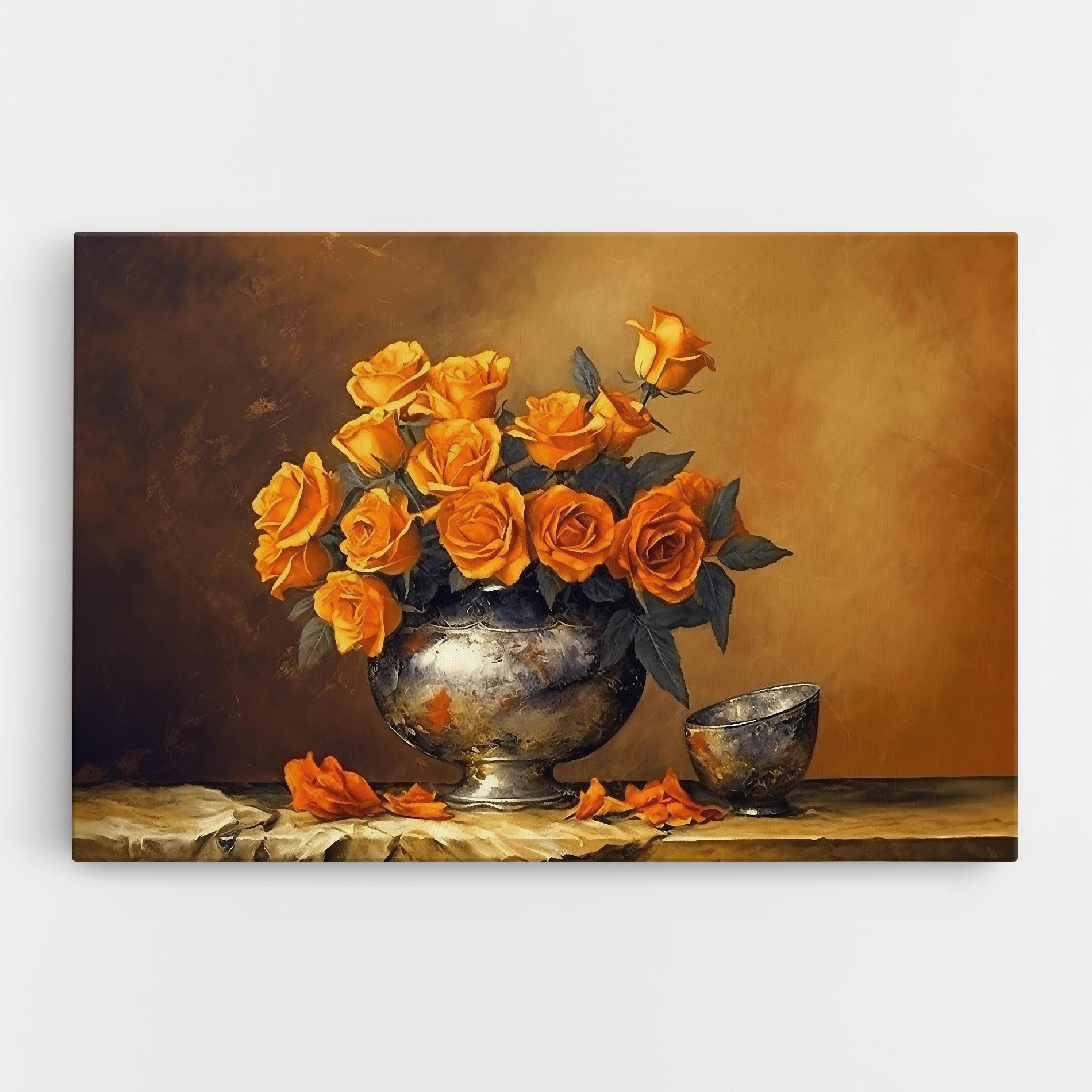 Leinwandbild Orange Rose Vase mockup 0