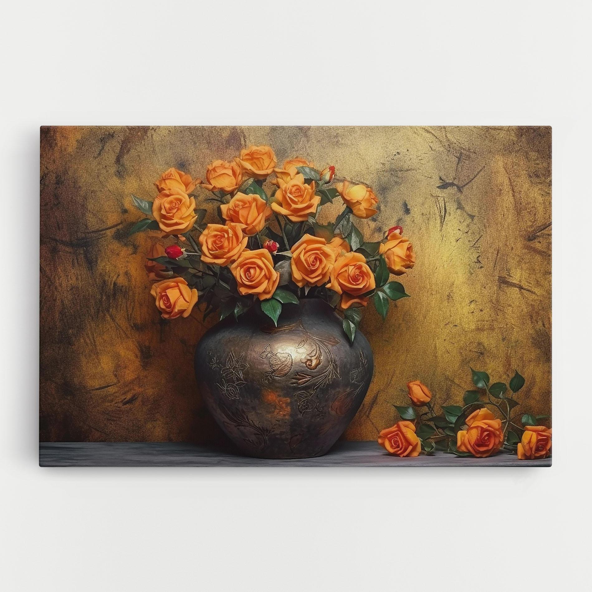 Leinwandbild Orange Vintage Vase mockup 0
