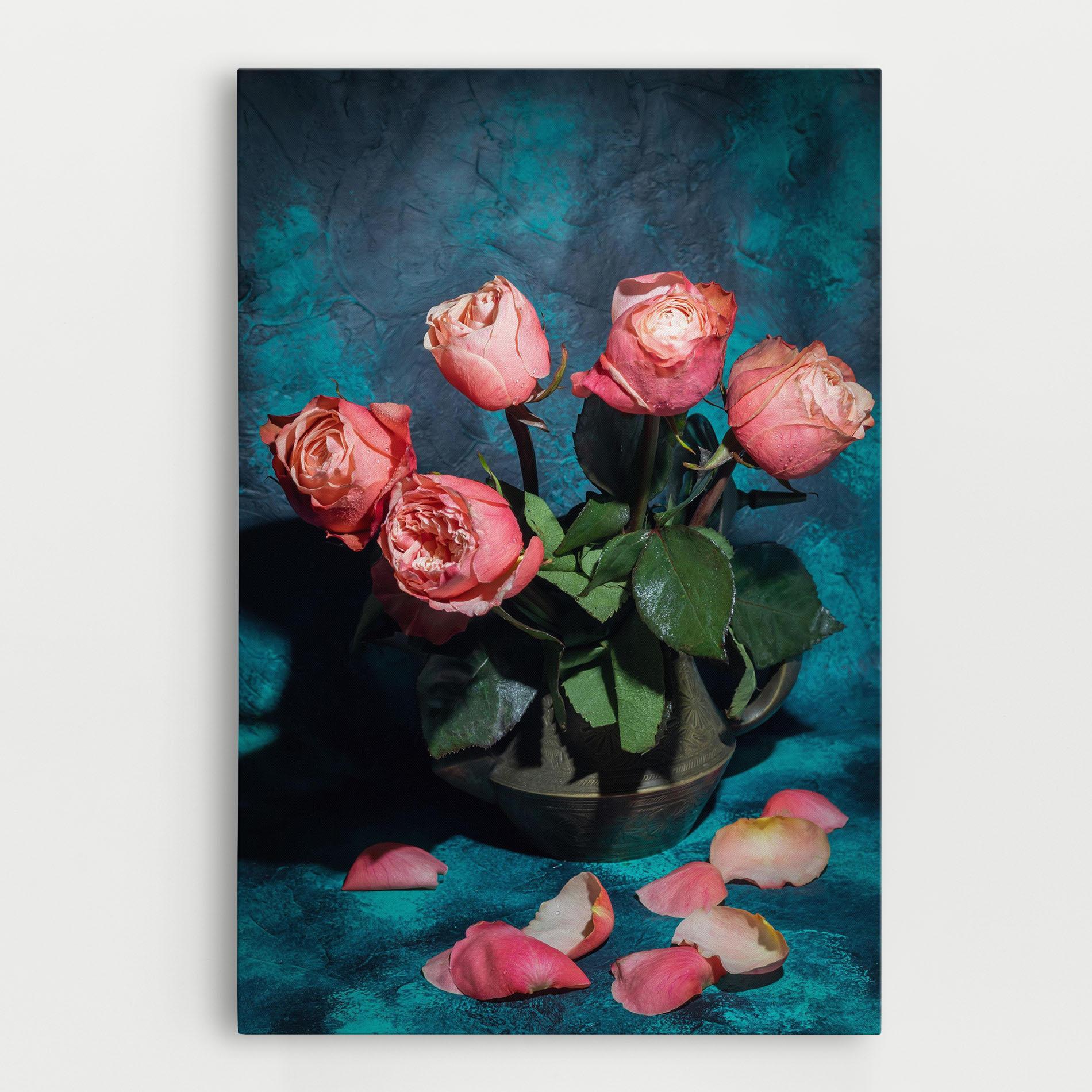 Leinwandbild Bouquet Roses Vase mockup 0